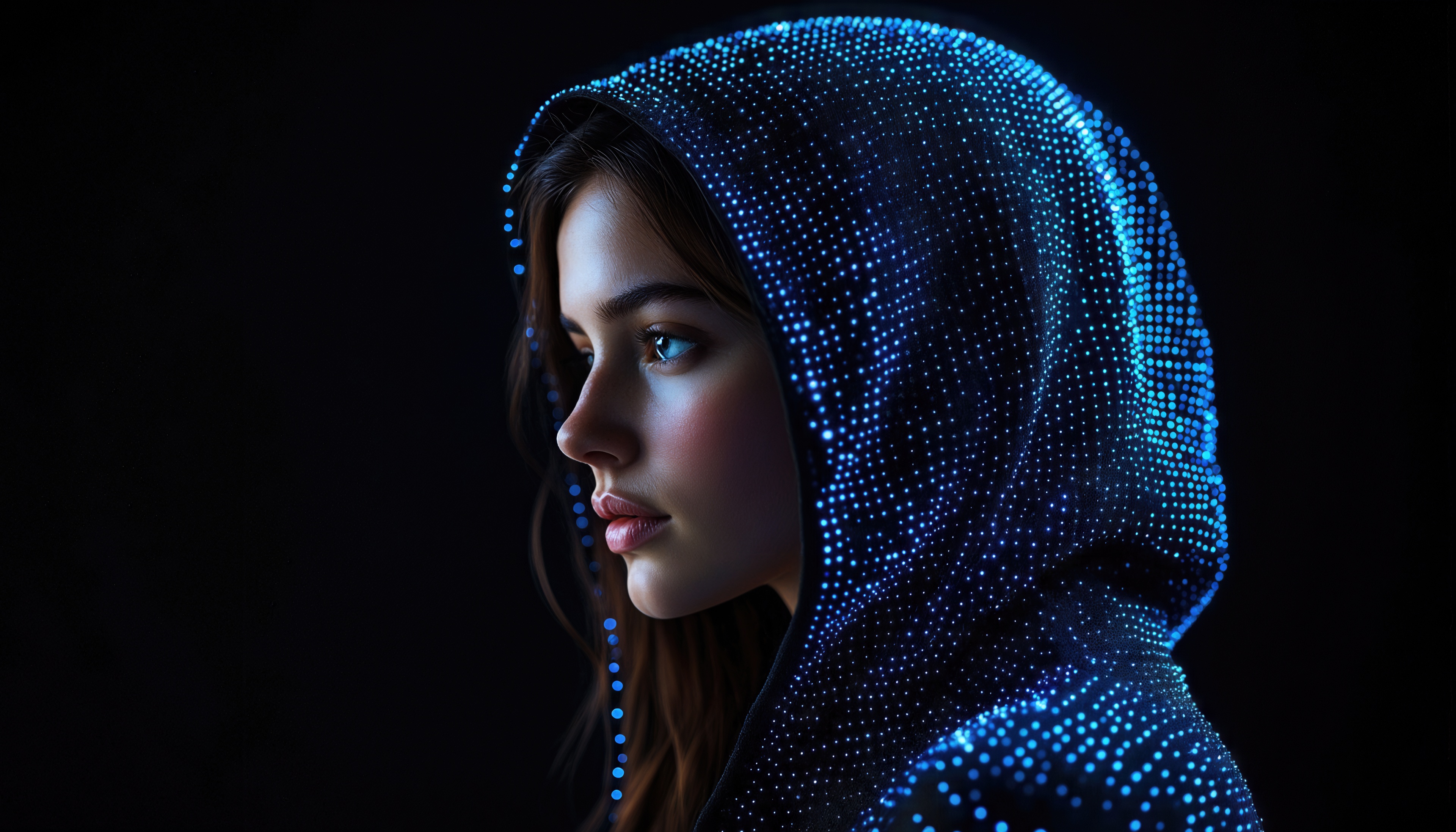 Wallpapers beautiful girl profile hood on the desktop