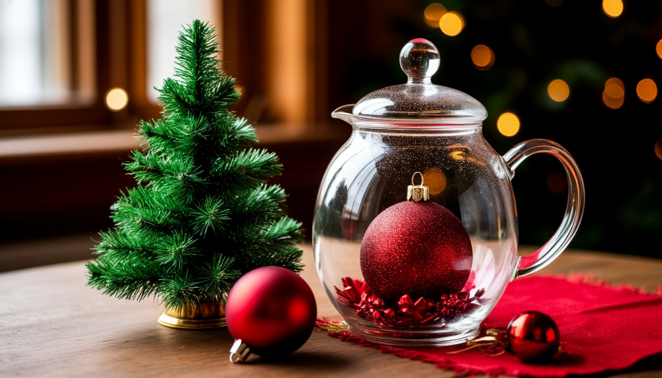 Бесплатная открытка Новогодний чайник.