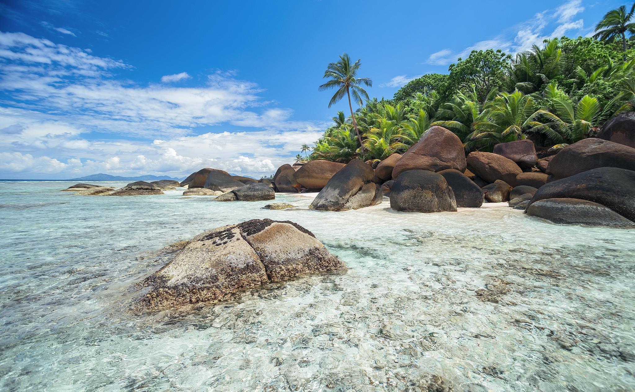 Wallpapers beach Seychelles landscape on the desktop