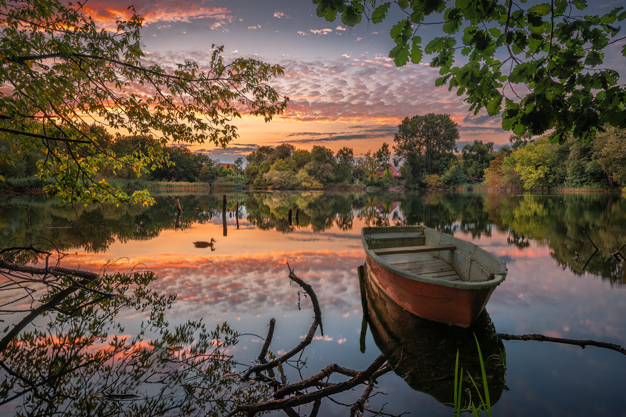 Wallpapers nature sunset boat on the desktop