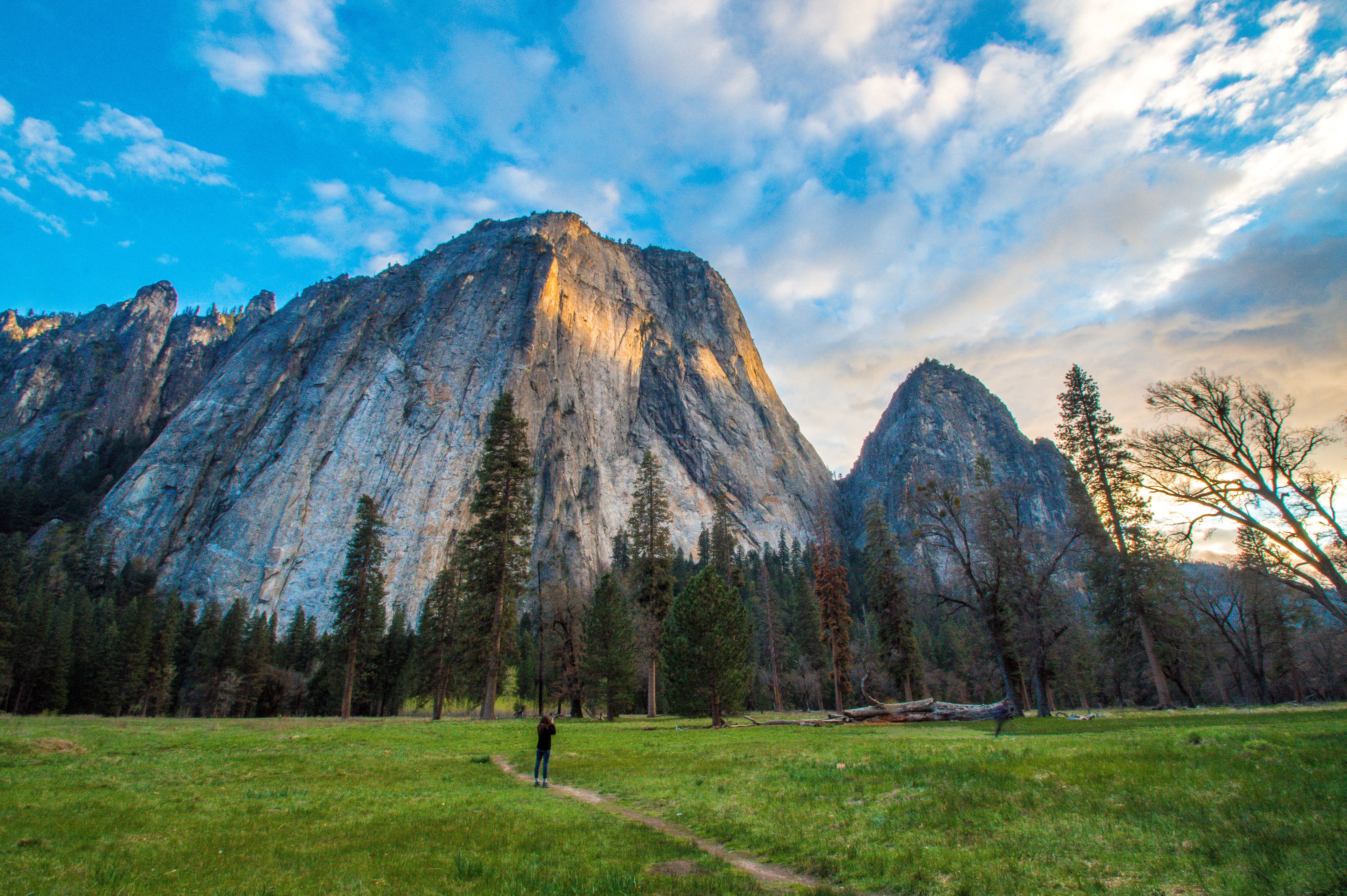 Free photo Green meadows not far from the mountains