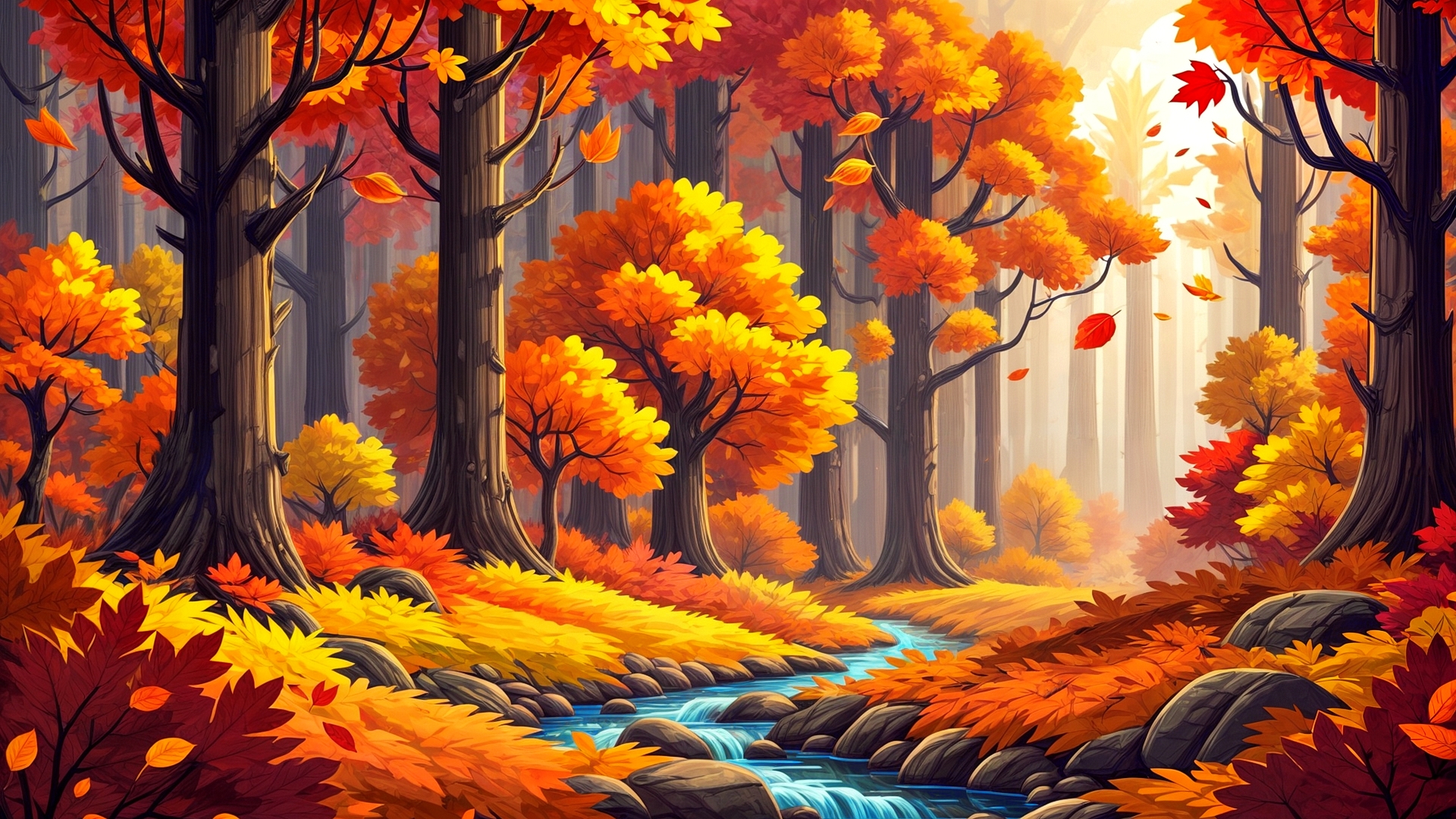 Beautiful fall forest and creek