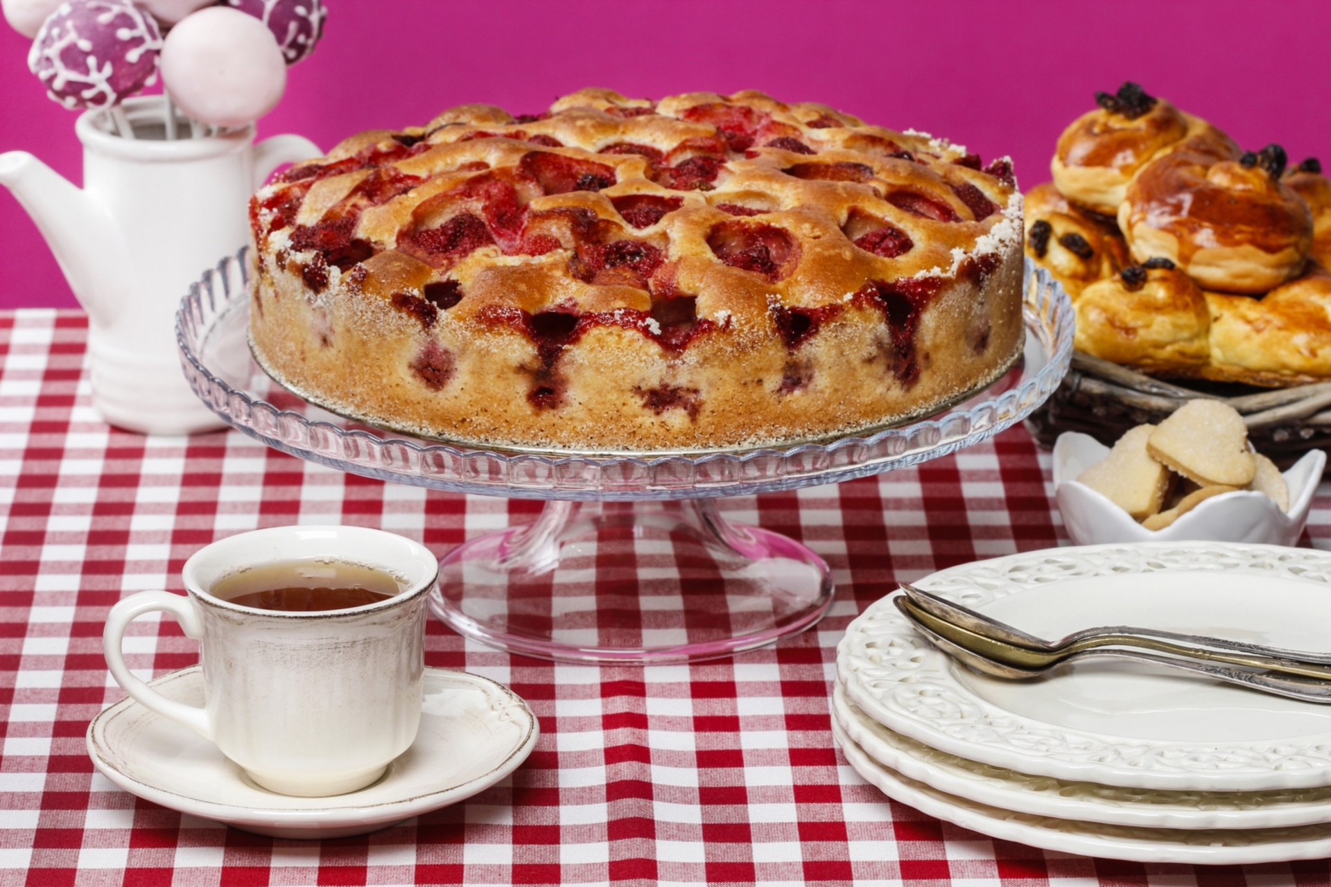 Wallpapers pie pastry tea on the desktop