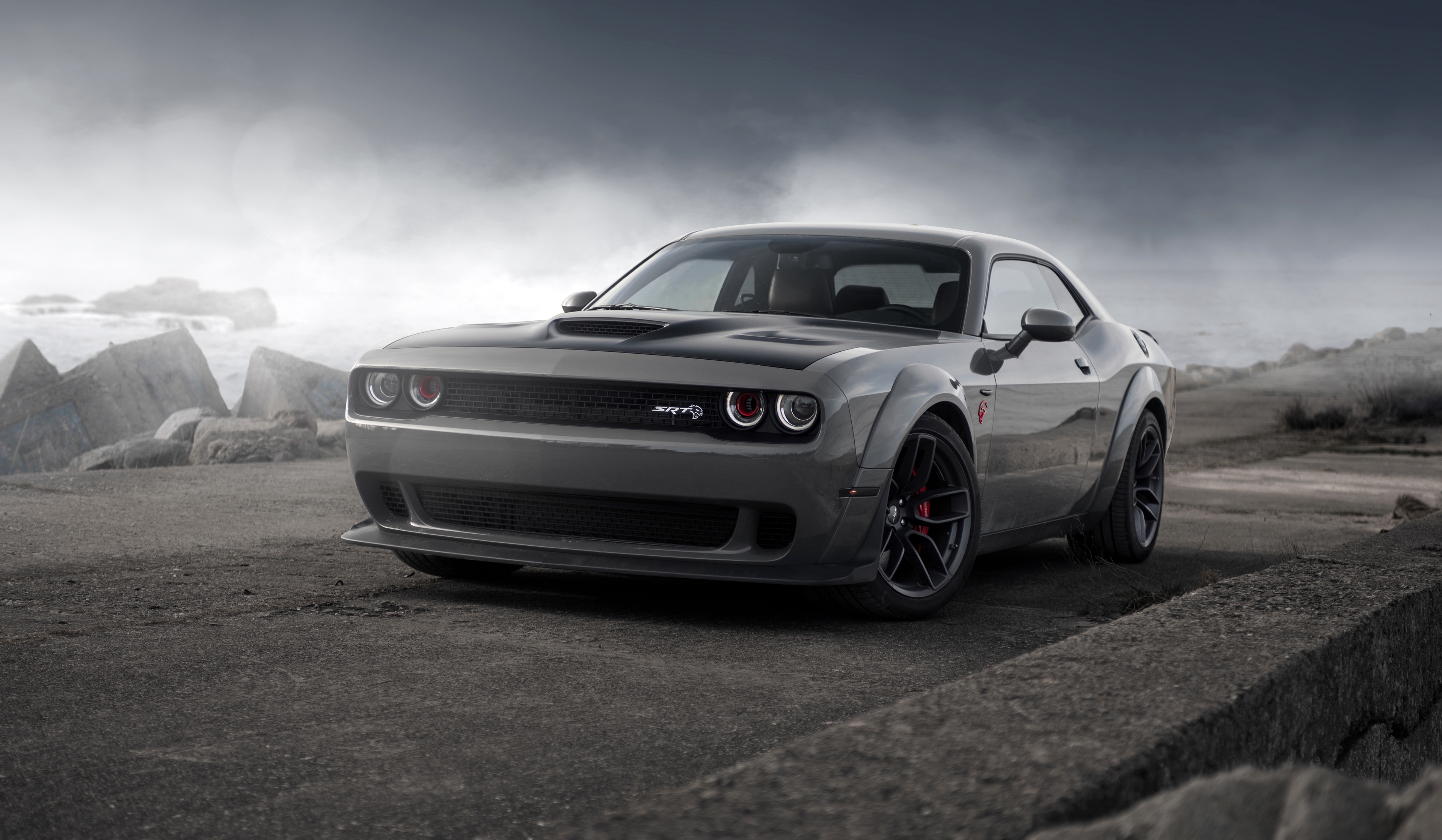 Обои серебро блестящие dodge challenger srt на рабочий стол