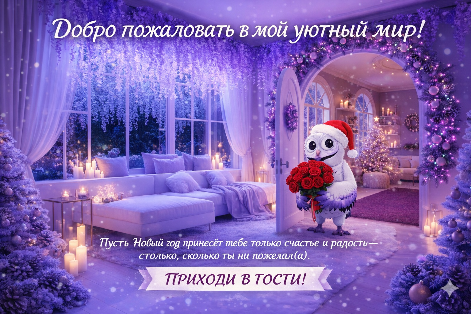 Бесплатная открытка Сова ждет гостей