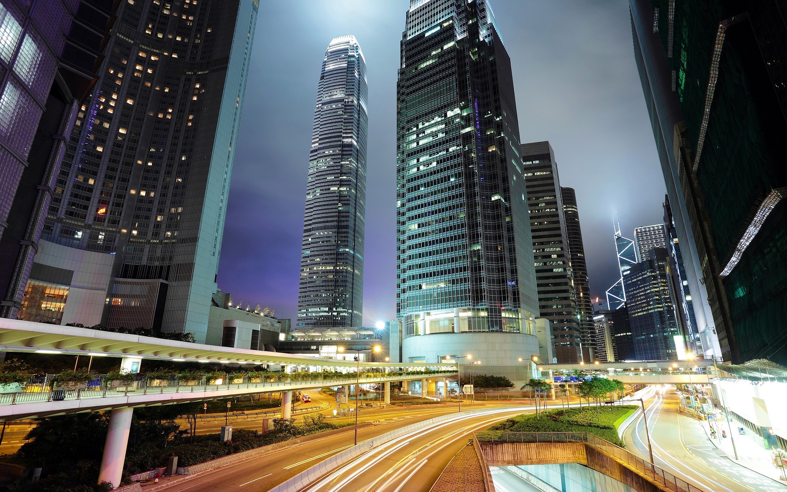 Wallpapers wallpaper hong kong skyscrapers night on the desktop