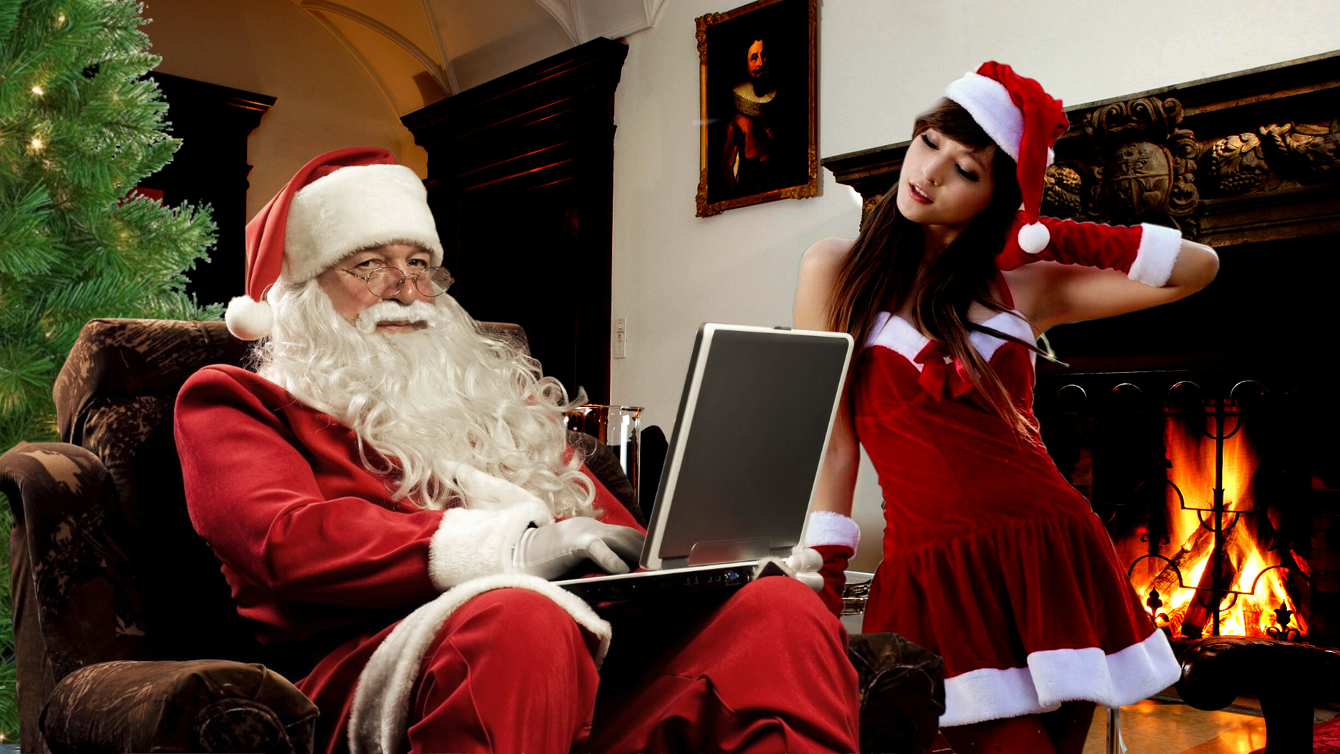 桌面上的壁纸雪姑娘 新年 圣诞老人