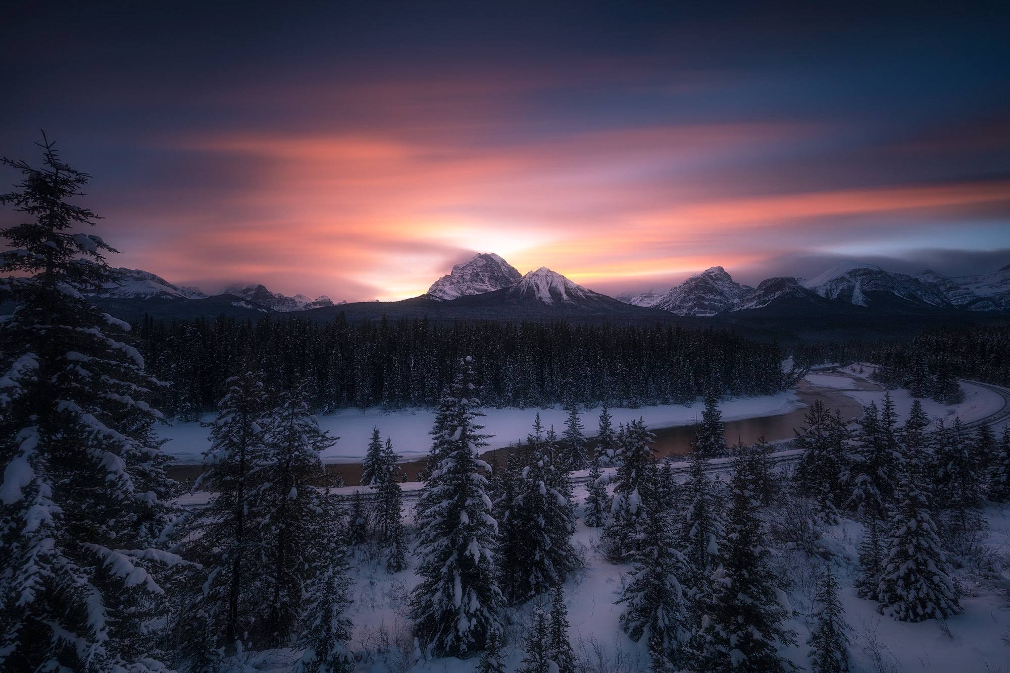 Wallpapers Bow River Banff National Park Alberta on the desktop