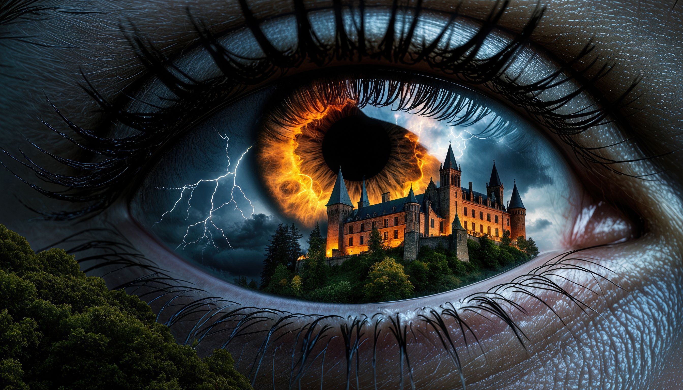 Бесплатное фото Замок с молнией на радужной оболочке глаза.