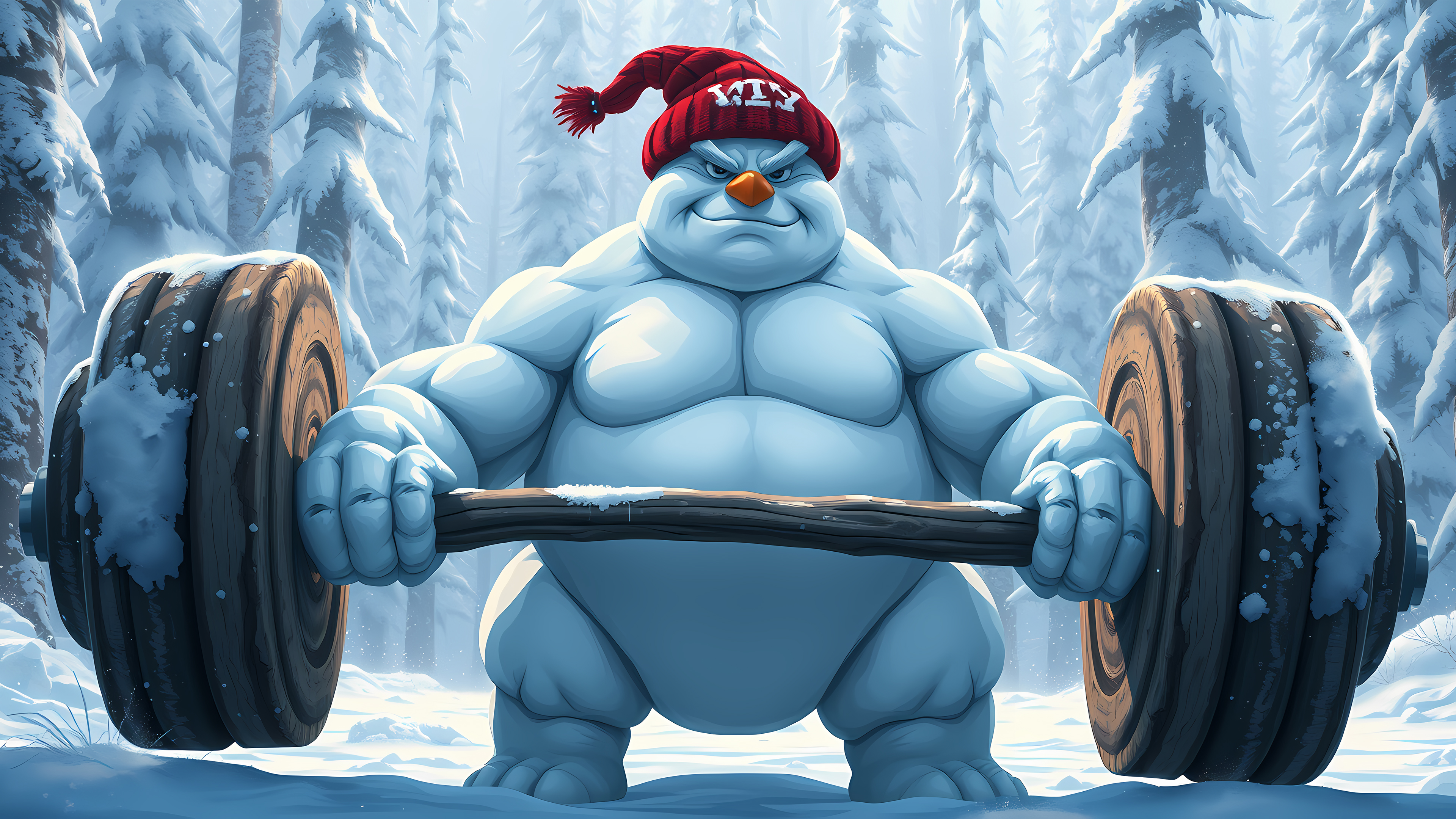 Бесплатное фото Снеговик Штангист