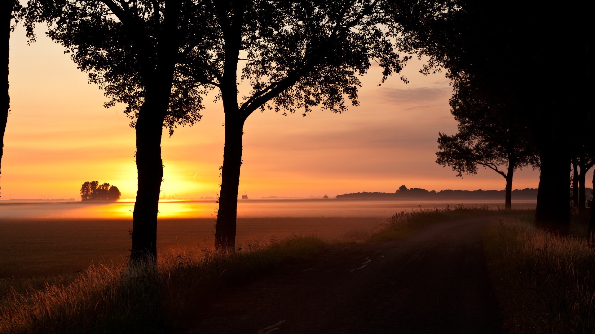 Бесплатное фото Оранжевый закат над полем