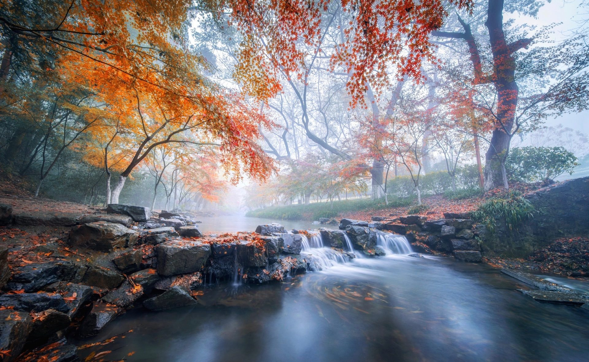 Free photo Hot photo autumn, waterfall