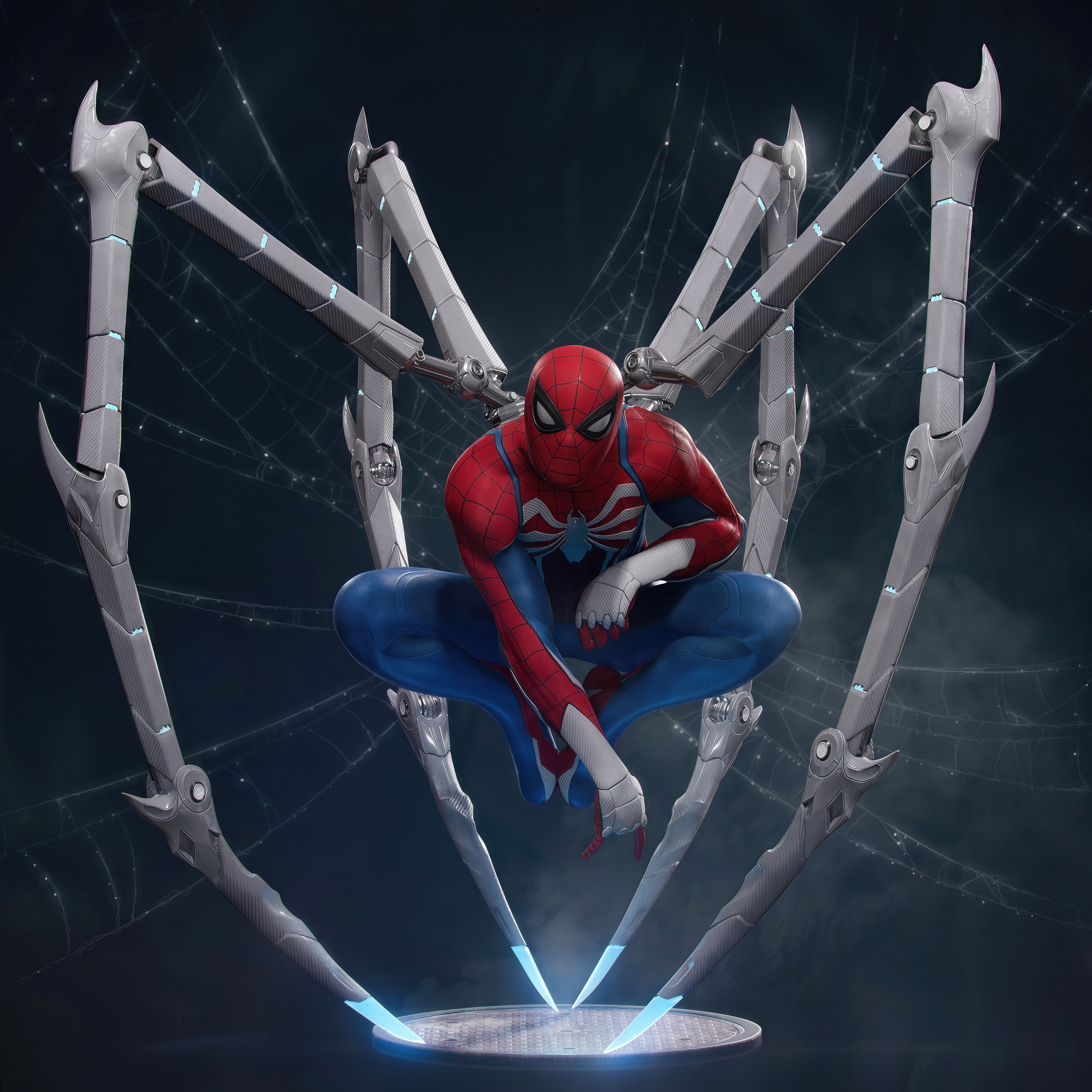 Бесплатное фото Человек-паук в костюме Iron Spider.