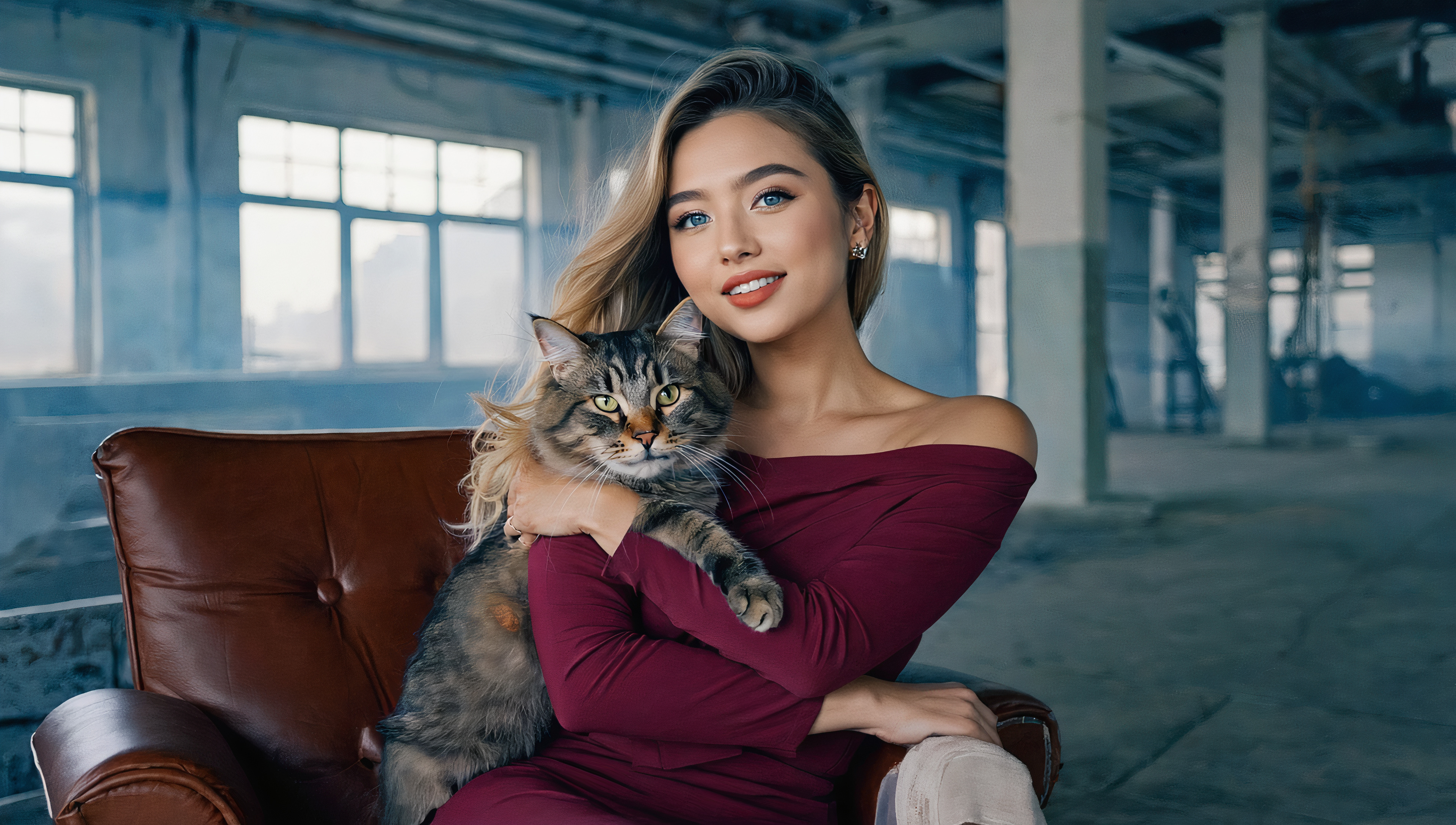 桌面壁纸, 猫, 女孩