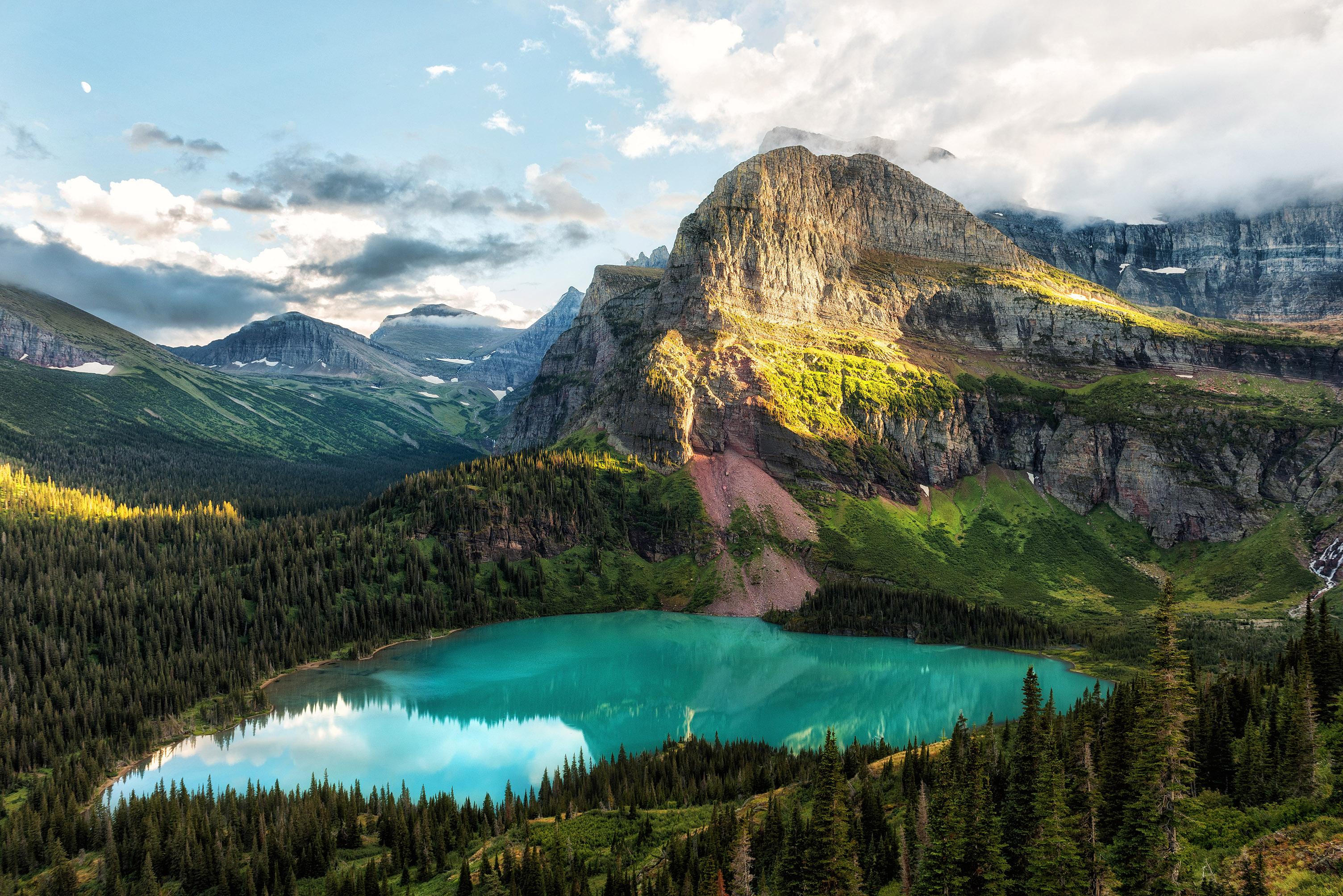 Wallpapers trees mountains Glacier National Park on the desktop