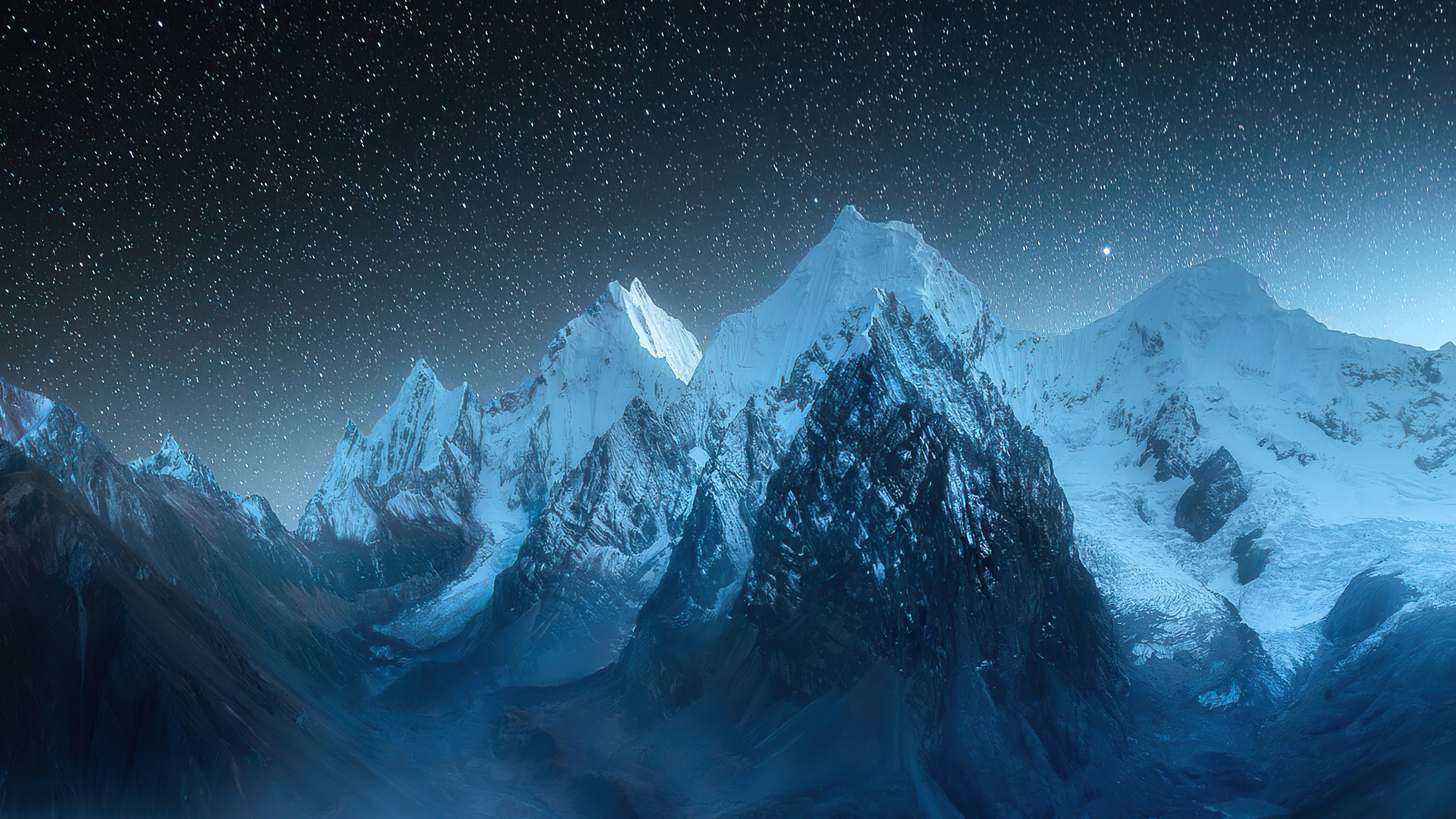 Wallpapers mountains stars snow on the desktop