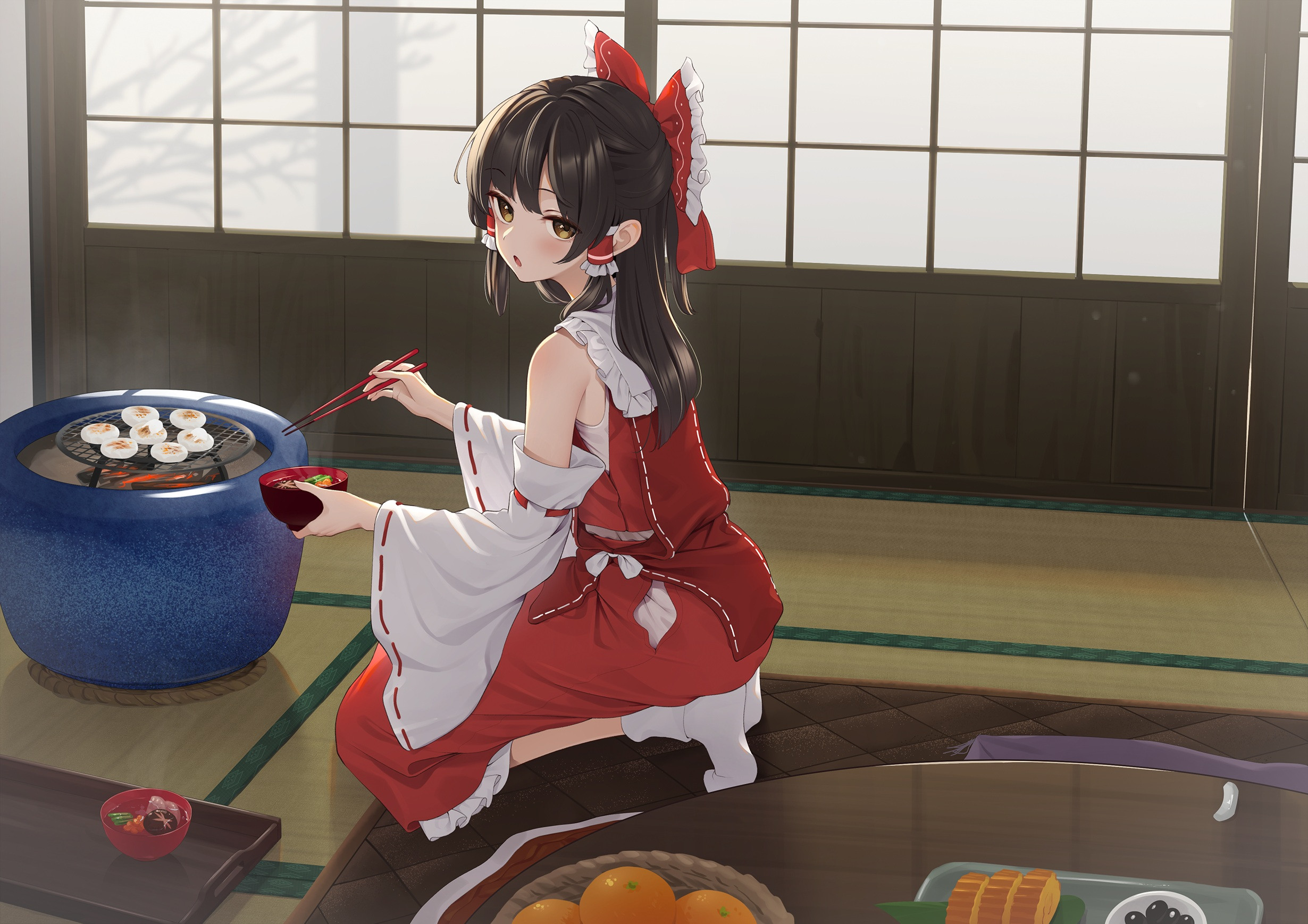 Free photo Anime girl making cheesecakes