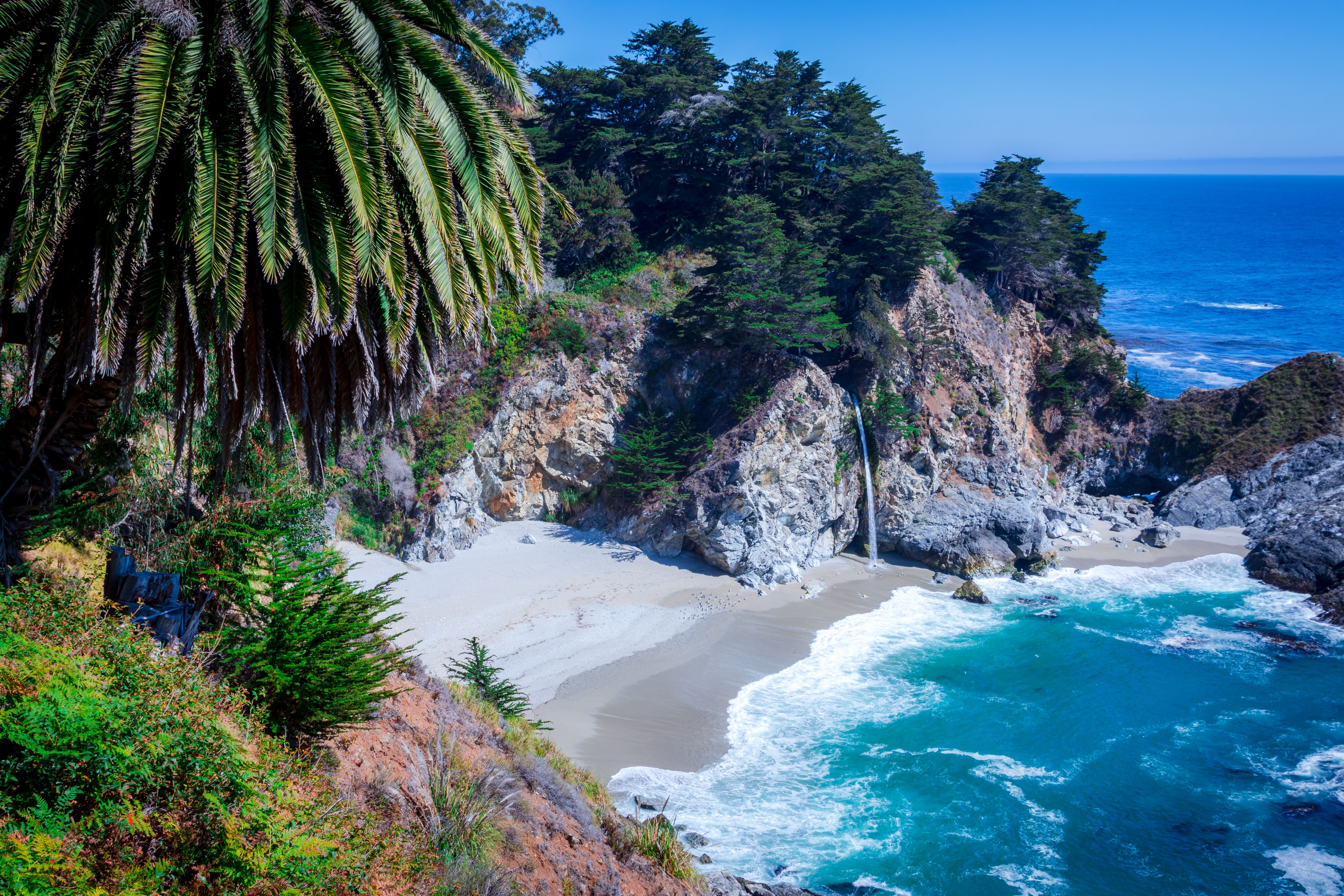 Wallpapers McWay Falls McWay Cove Beach Julia Park Pfeiffer Bern on the desktop