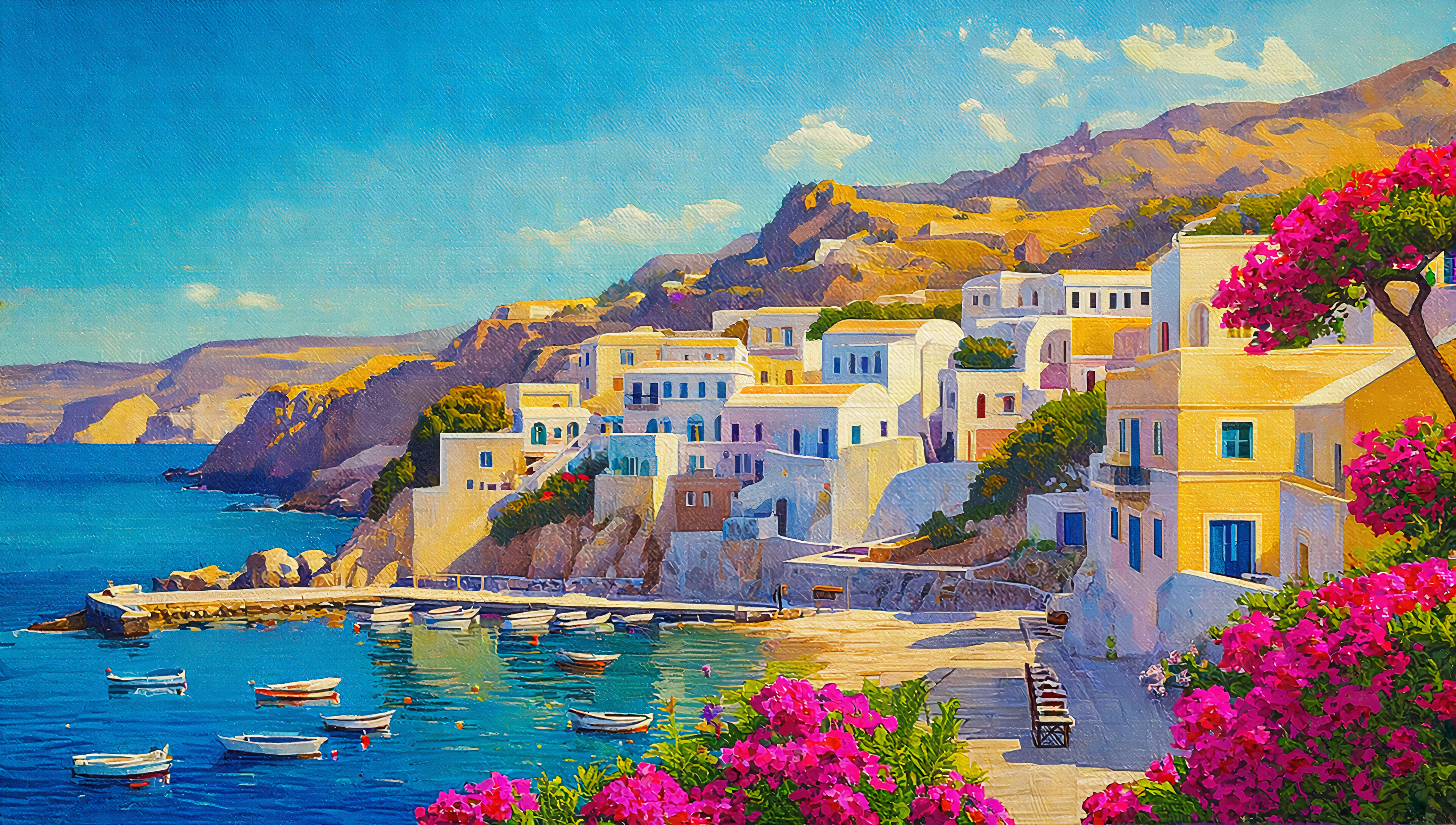 Free photo Bright, quiet resort town on the seaside