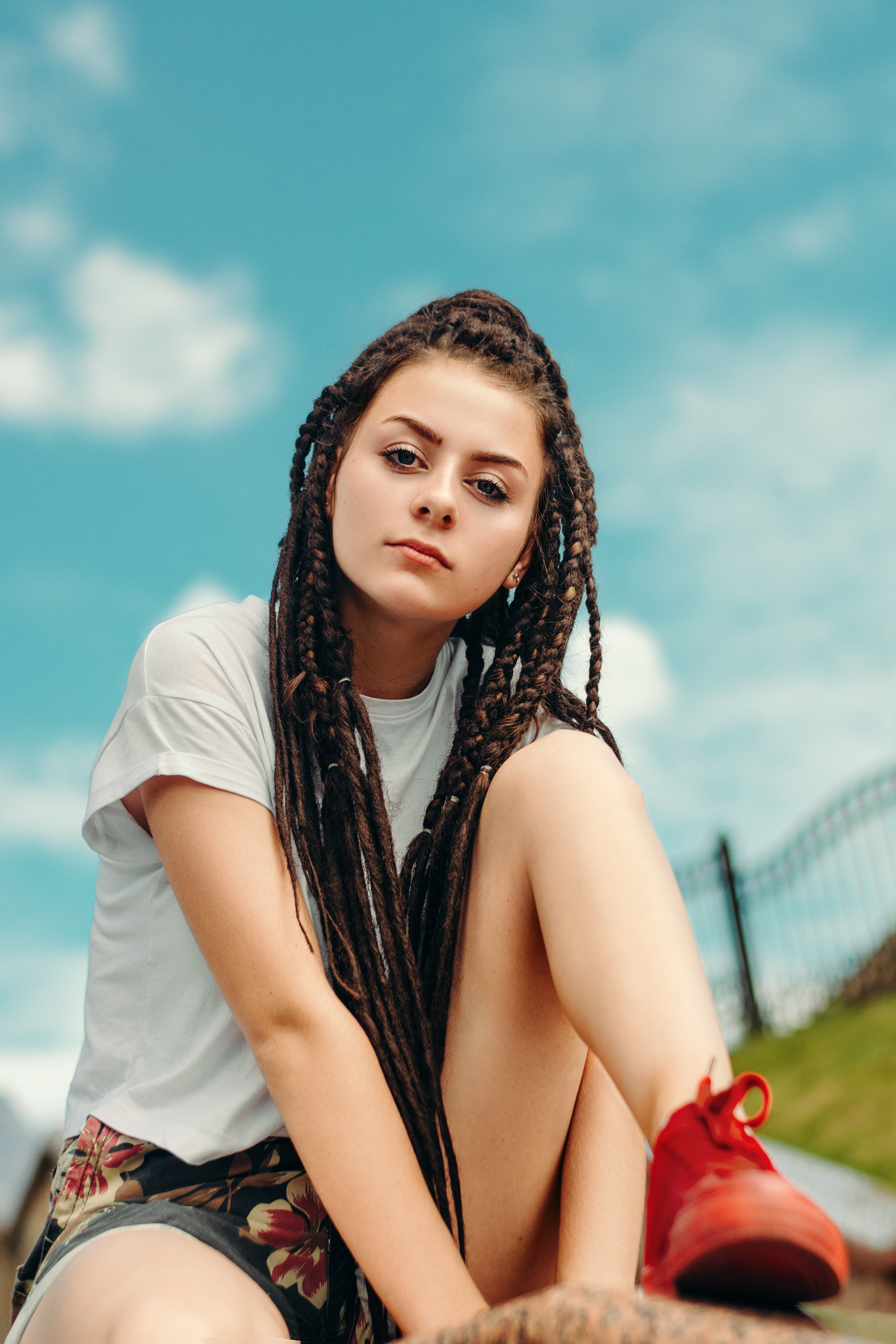 Free photo Girl with little long pigtails