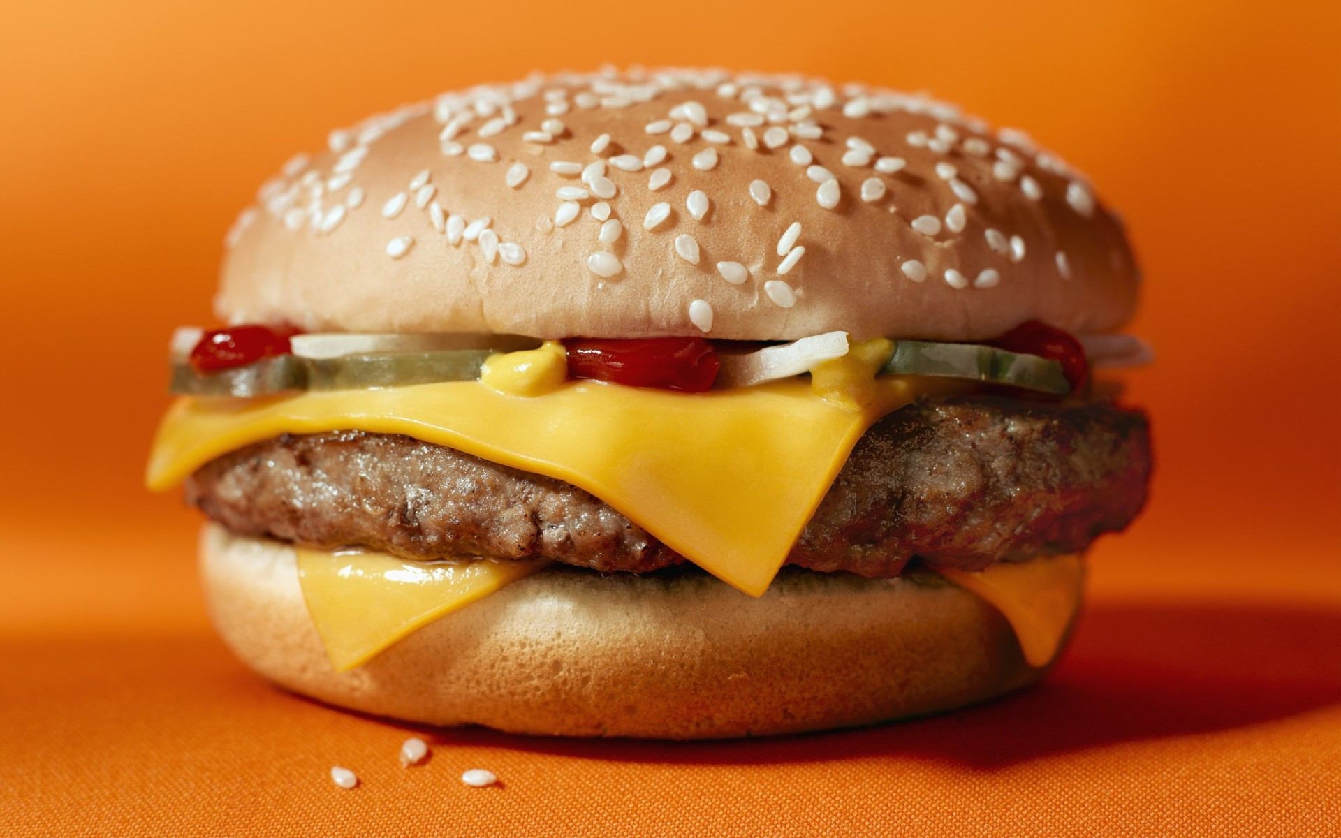 Wallpapers hamburger fast food meat on the desktop