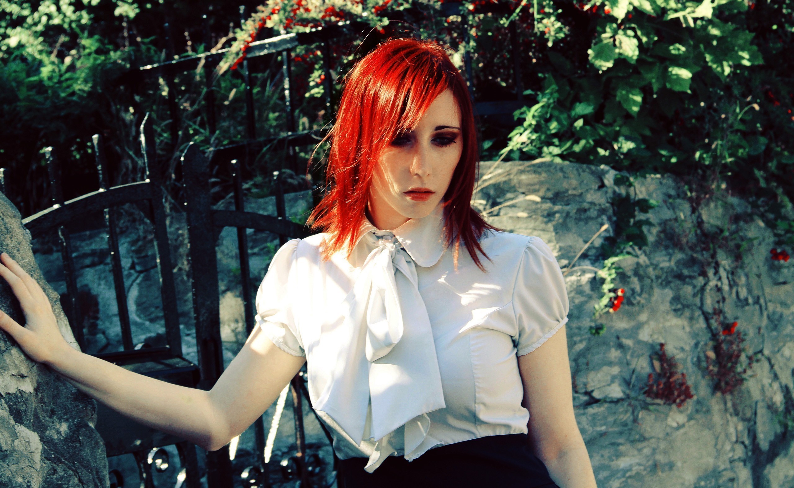 Wallpapers women redhead model on the desktop