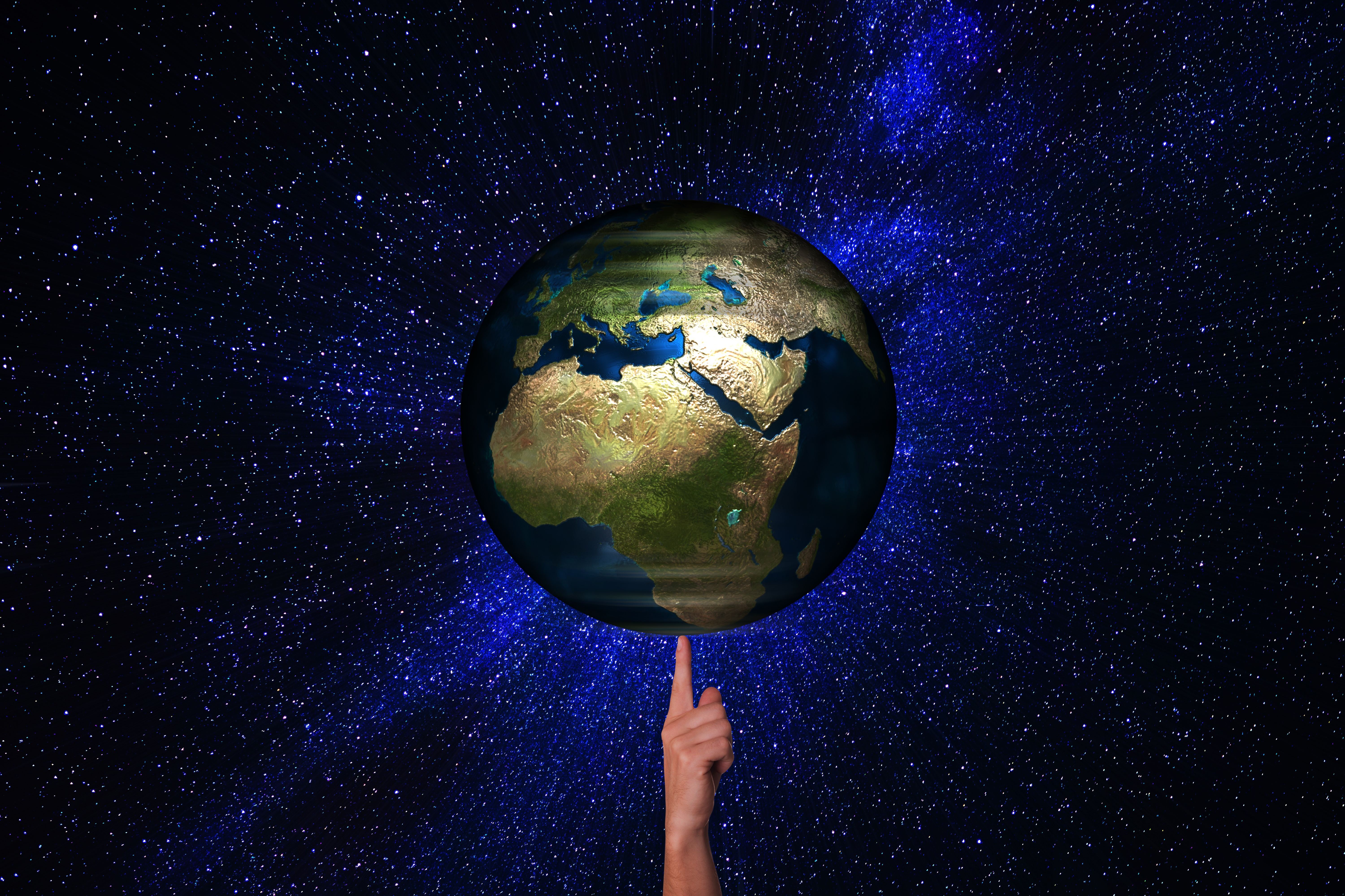 Wallpapers globe earth finger on the desktop