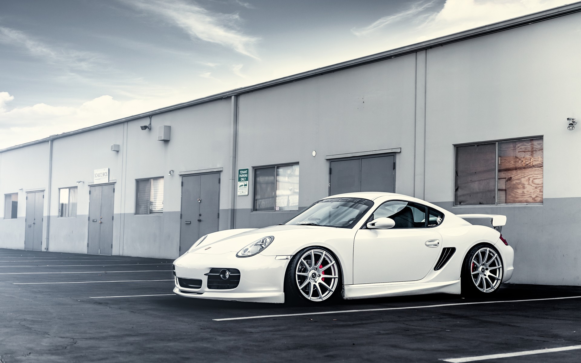 White Porsche in the parking lot