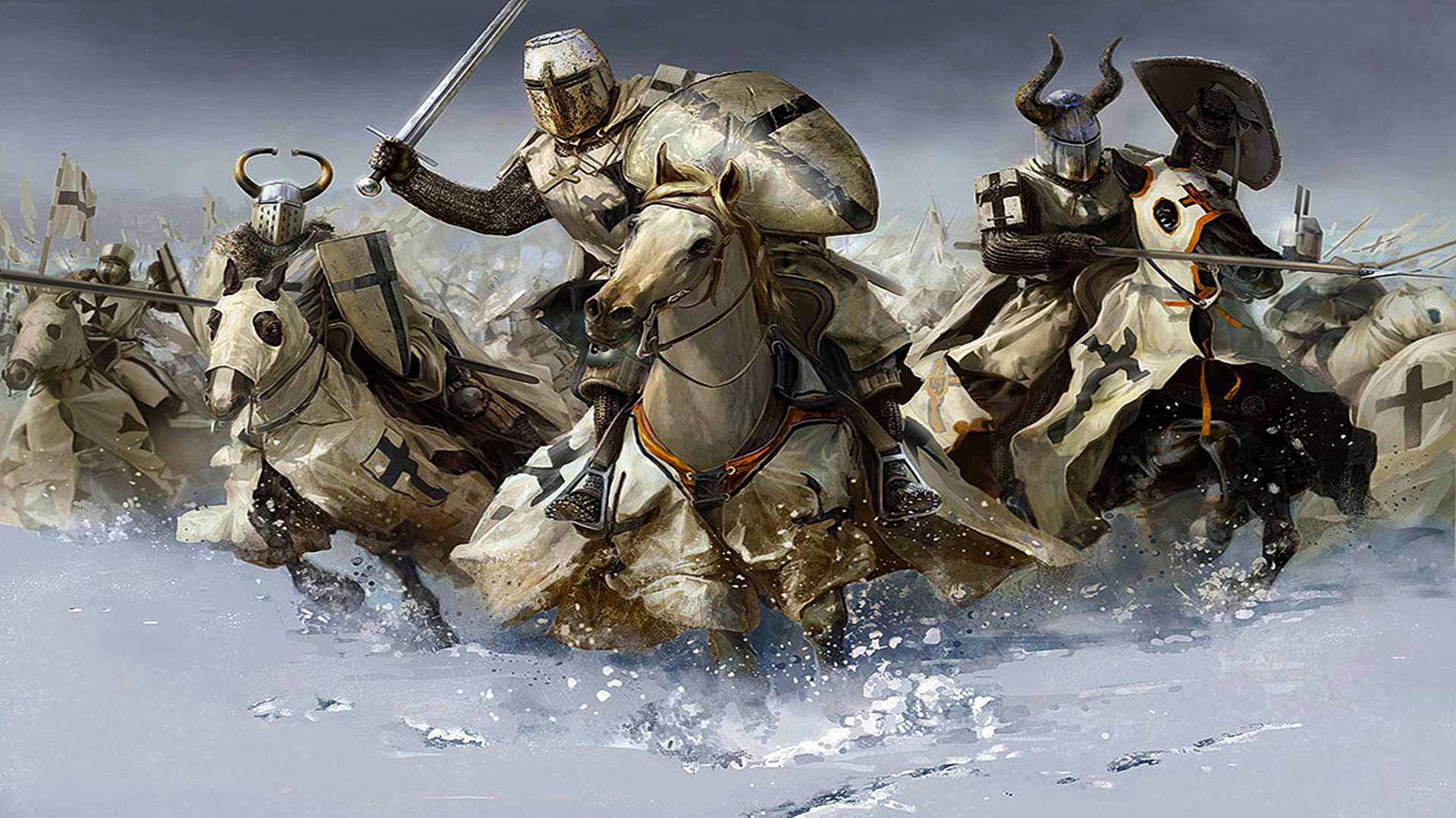 Free photo The Teutonic Knights in the attack