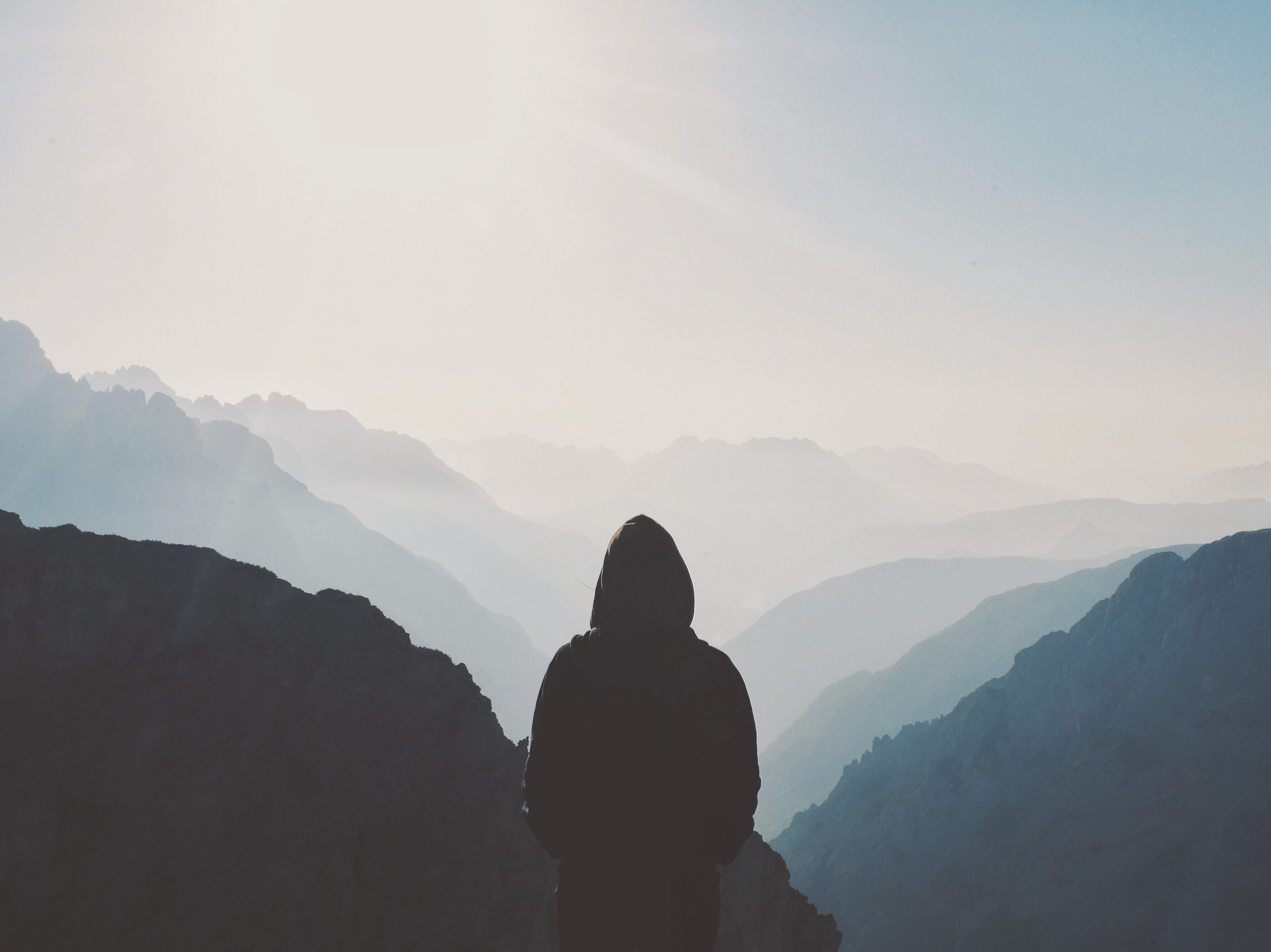 Wallpapers silhouette person mountain on the desktop