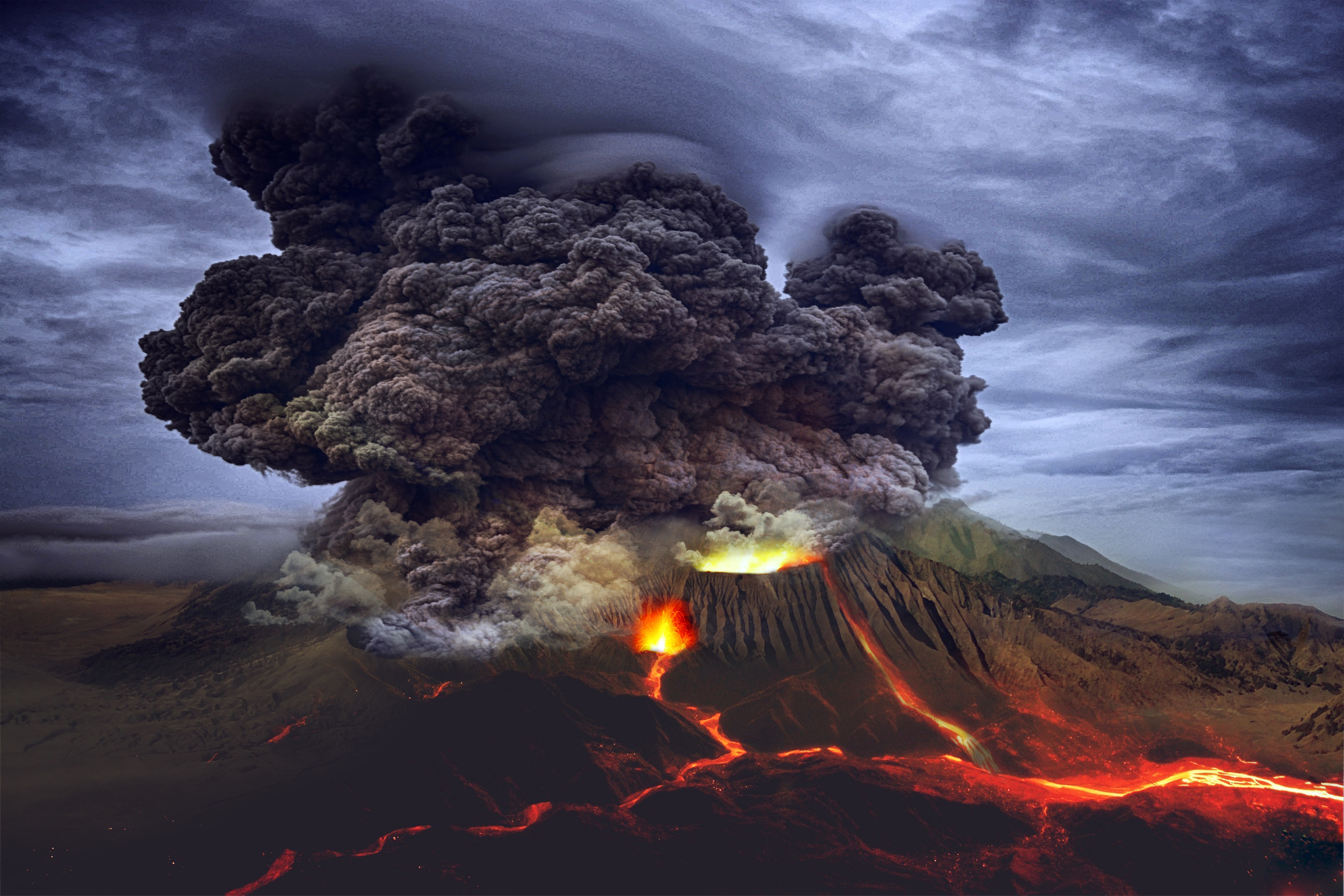 桌面上的壁纸熔岩 火山 天空