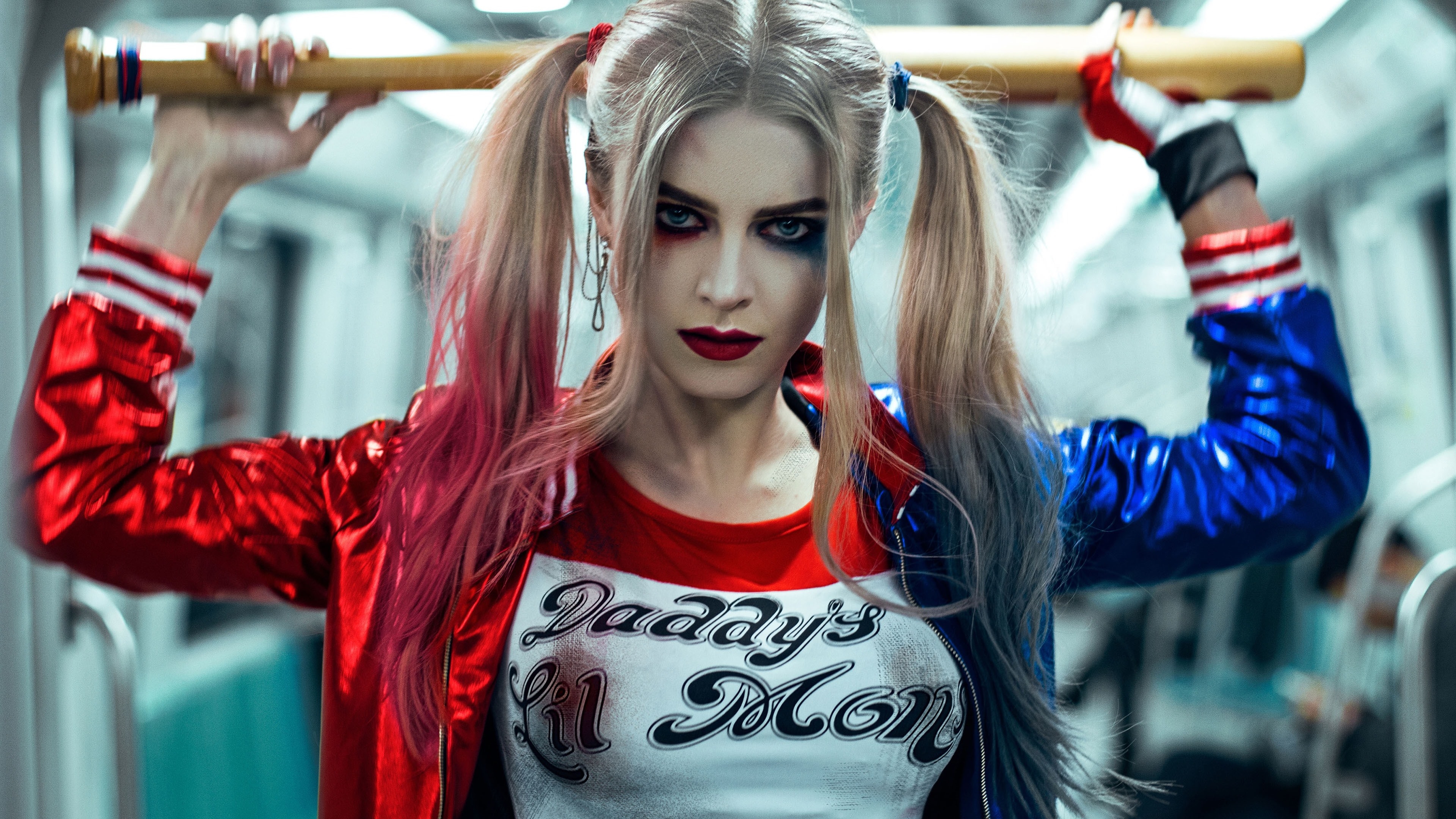 Wallpapers Harley Quinn blonde bat on the desktop