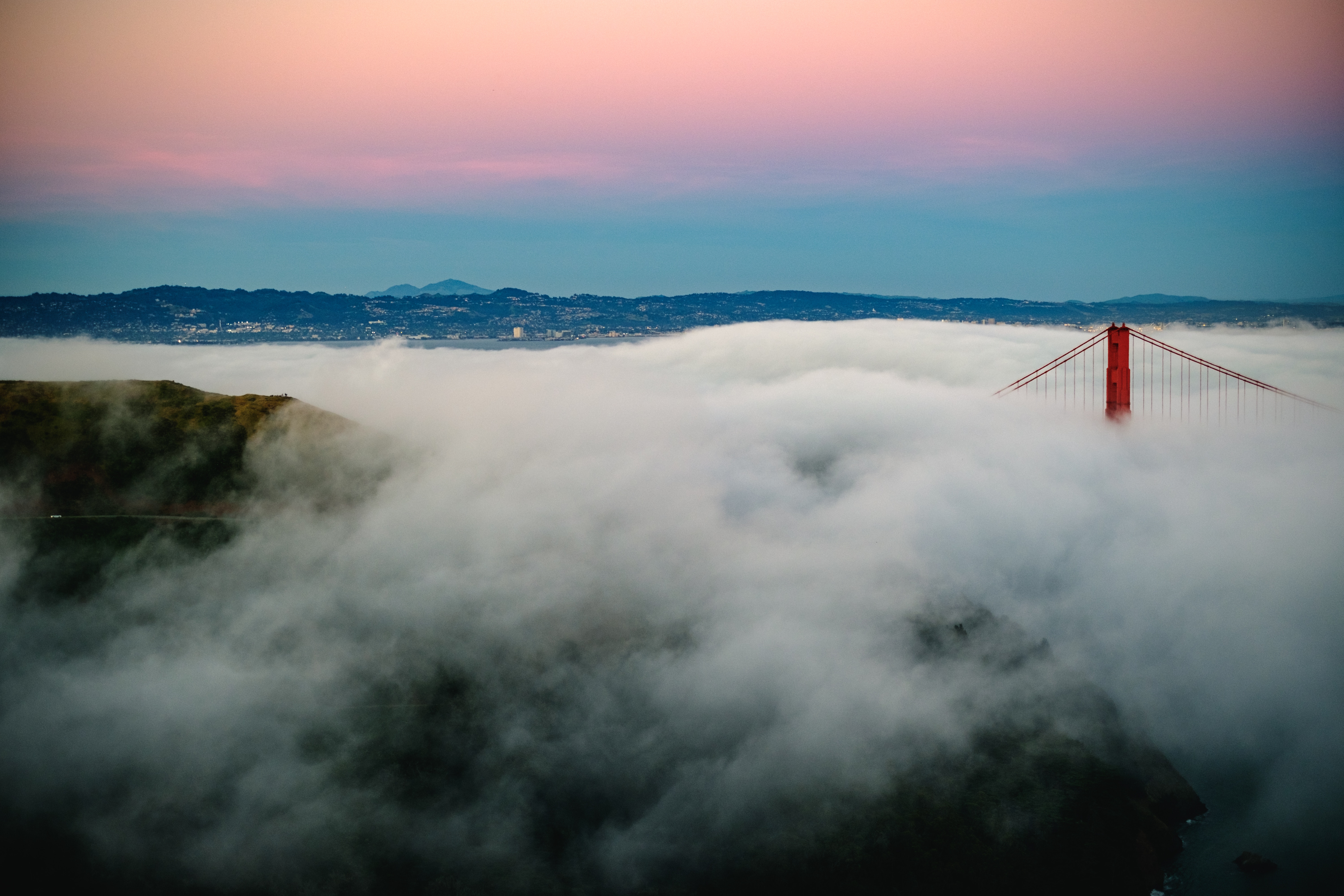 Wallpapers golden gate bridge fog bridge on the desktop