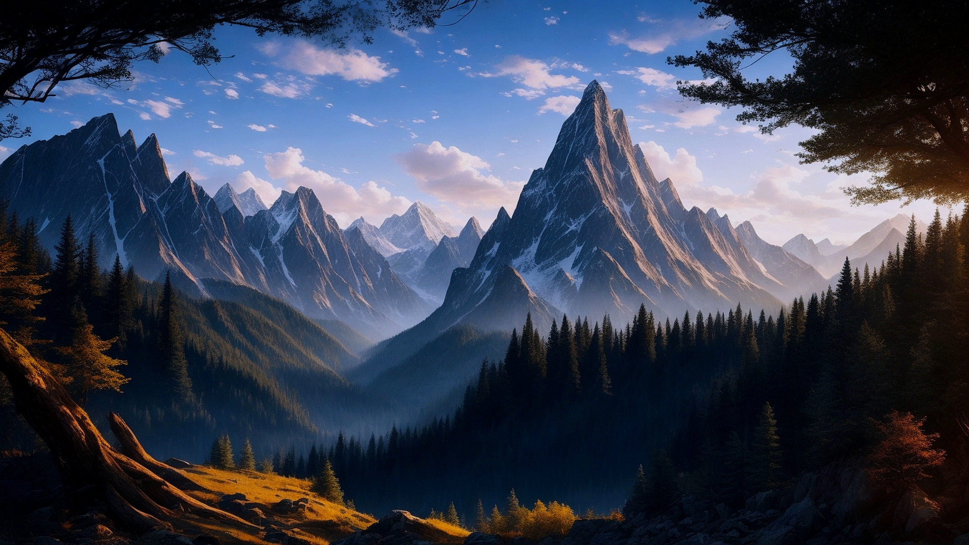 Free photo High mountains and forest landscape