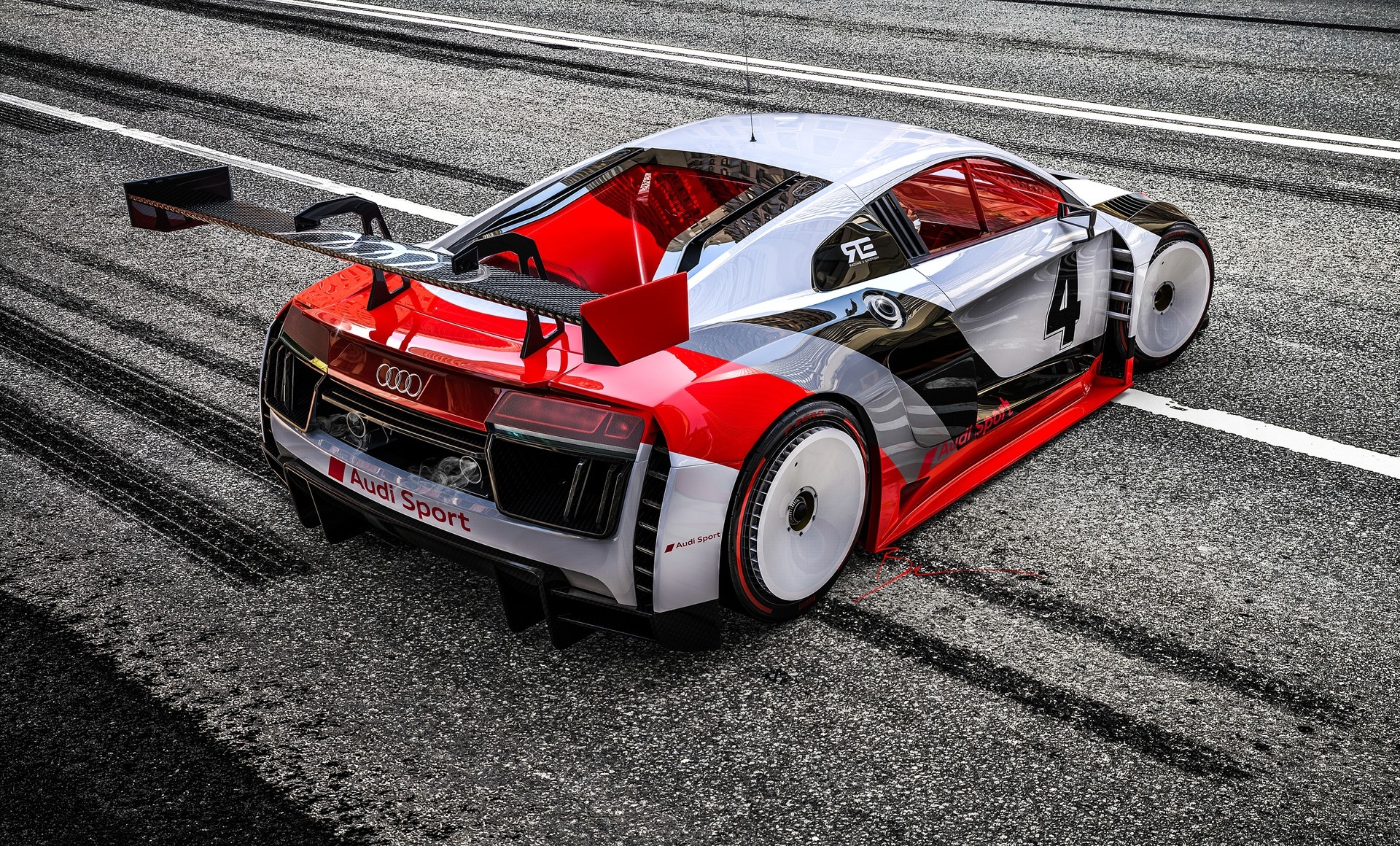 Free photo Sporty audi r8 rear view