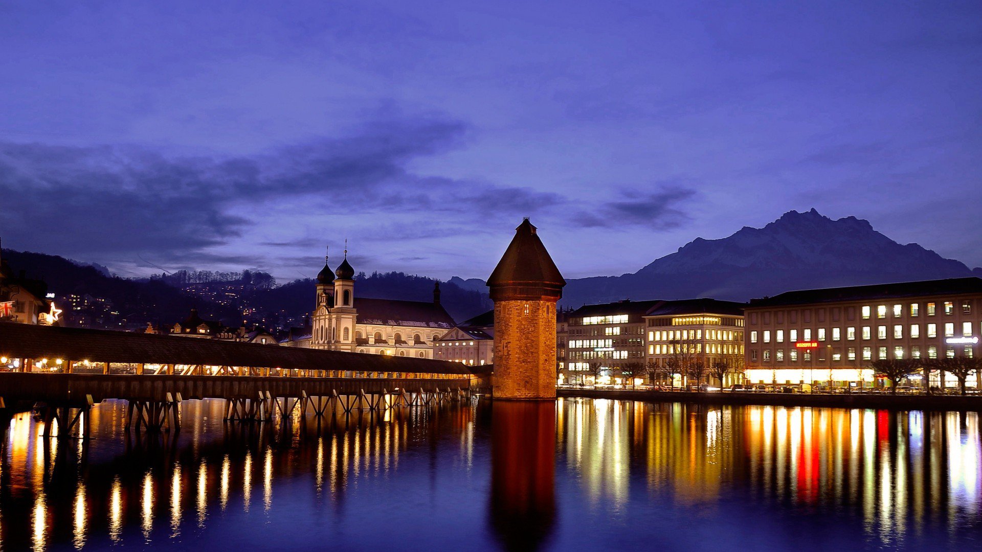 Wallpapers Switzerland night lights on the desktop