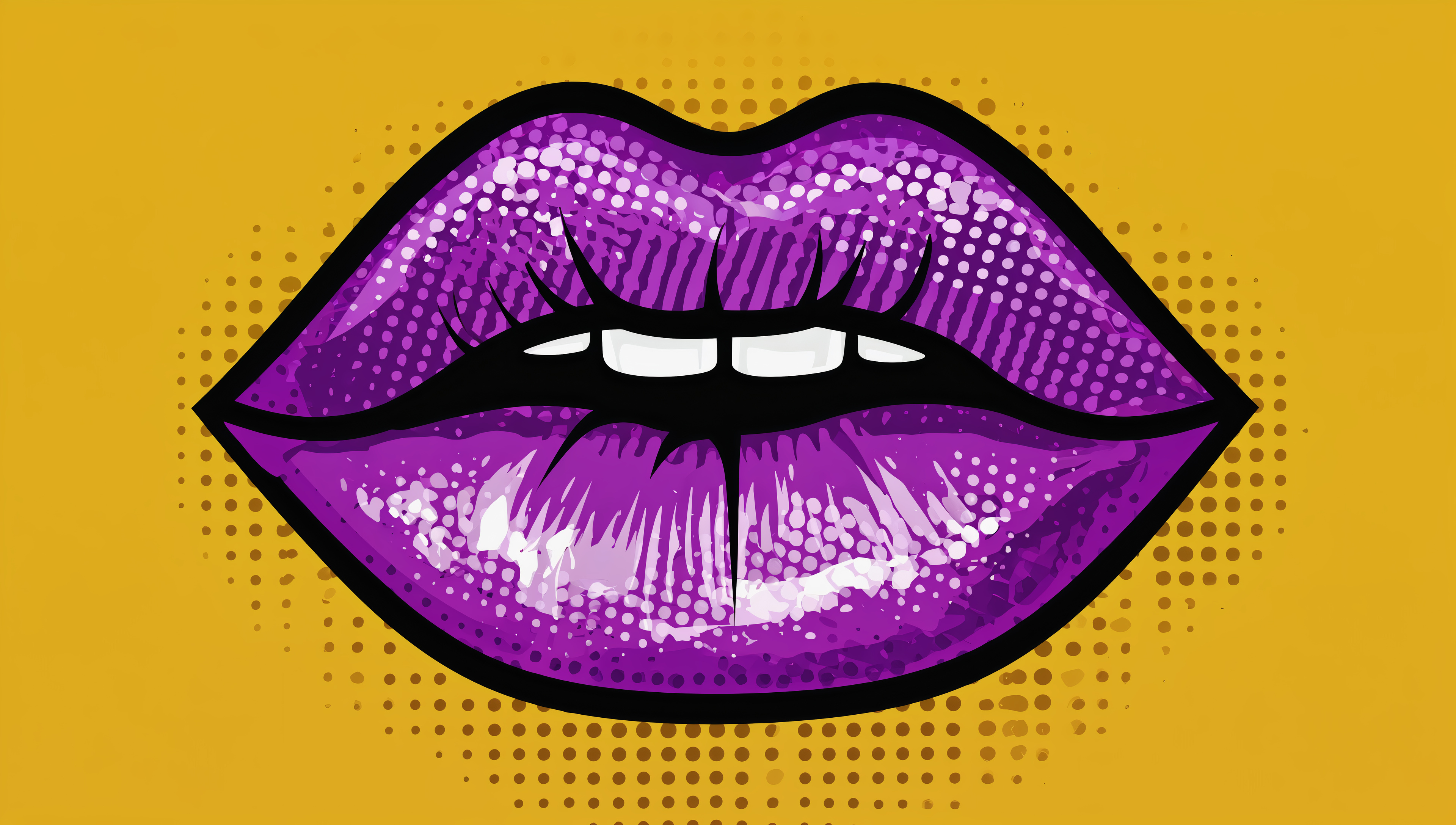 免费照片绘有紫色嘴唇的抽象画