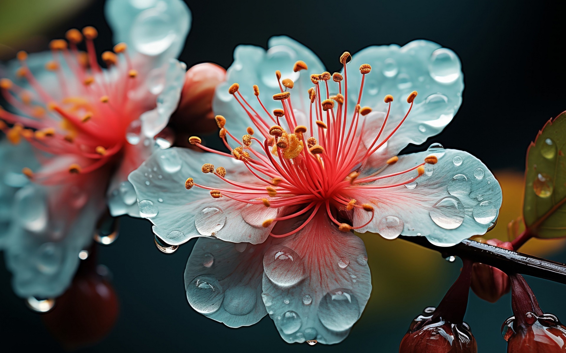 Бесплатное фото Капли росы на цветах