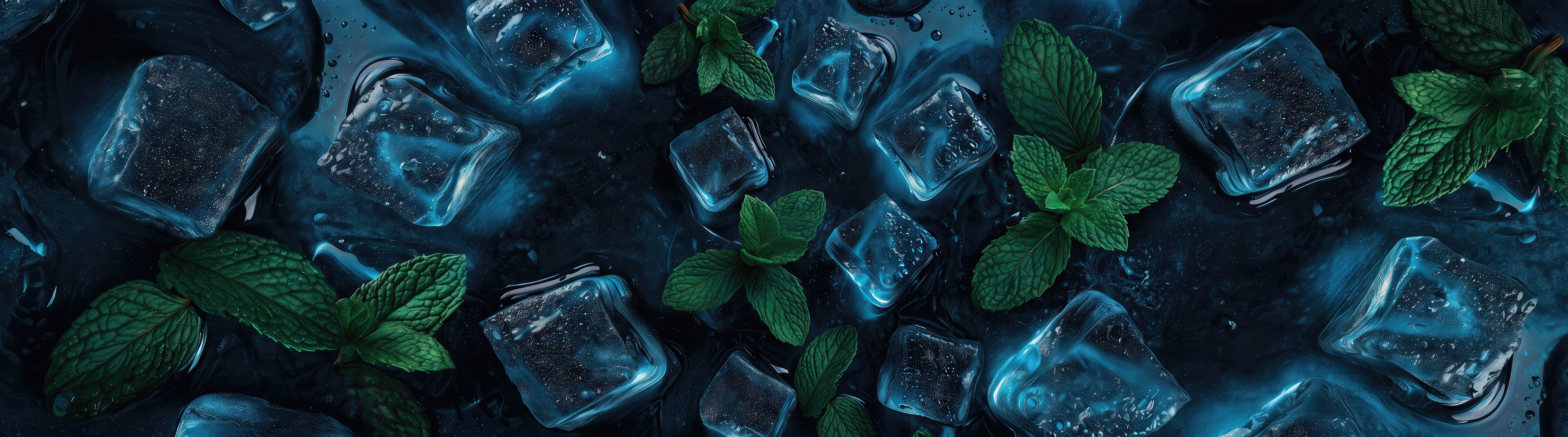 The contrast of chilling blue and vibrant green mint symbolizes the awakening of feelings and pure natural energy.