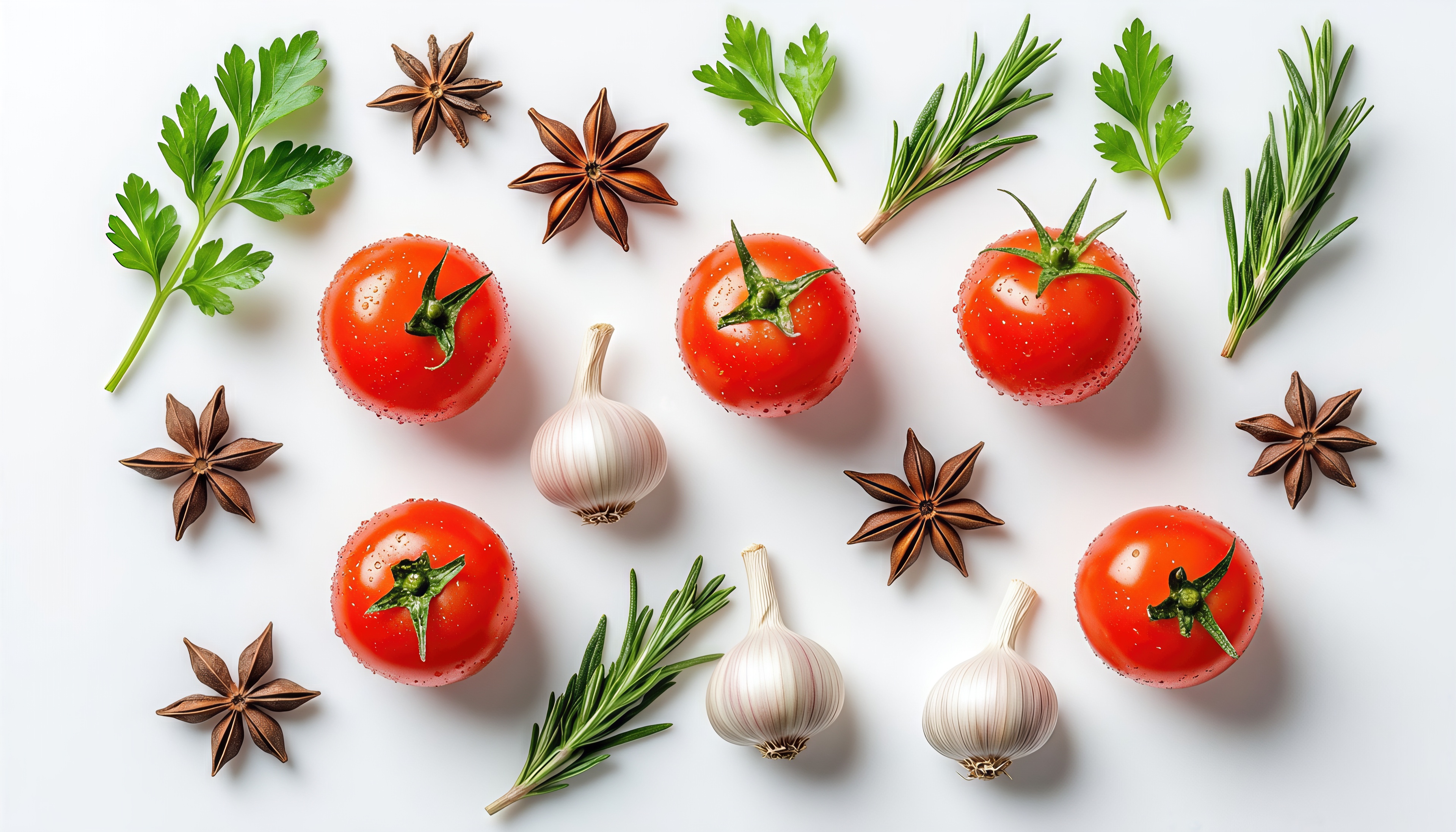 Бесплатное фото Кулинарная композиция из свежих ингредиентов на минималистичном фоне.