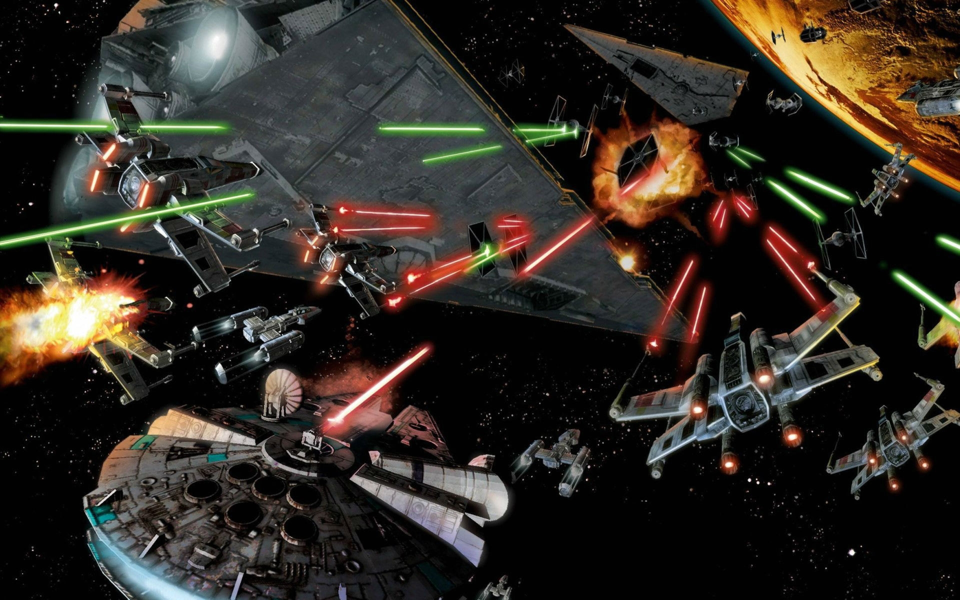 Wallpapers wallpaper millennium falcon star wars battle on the desktop