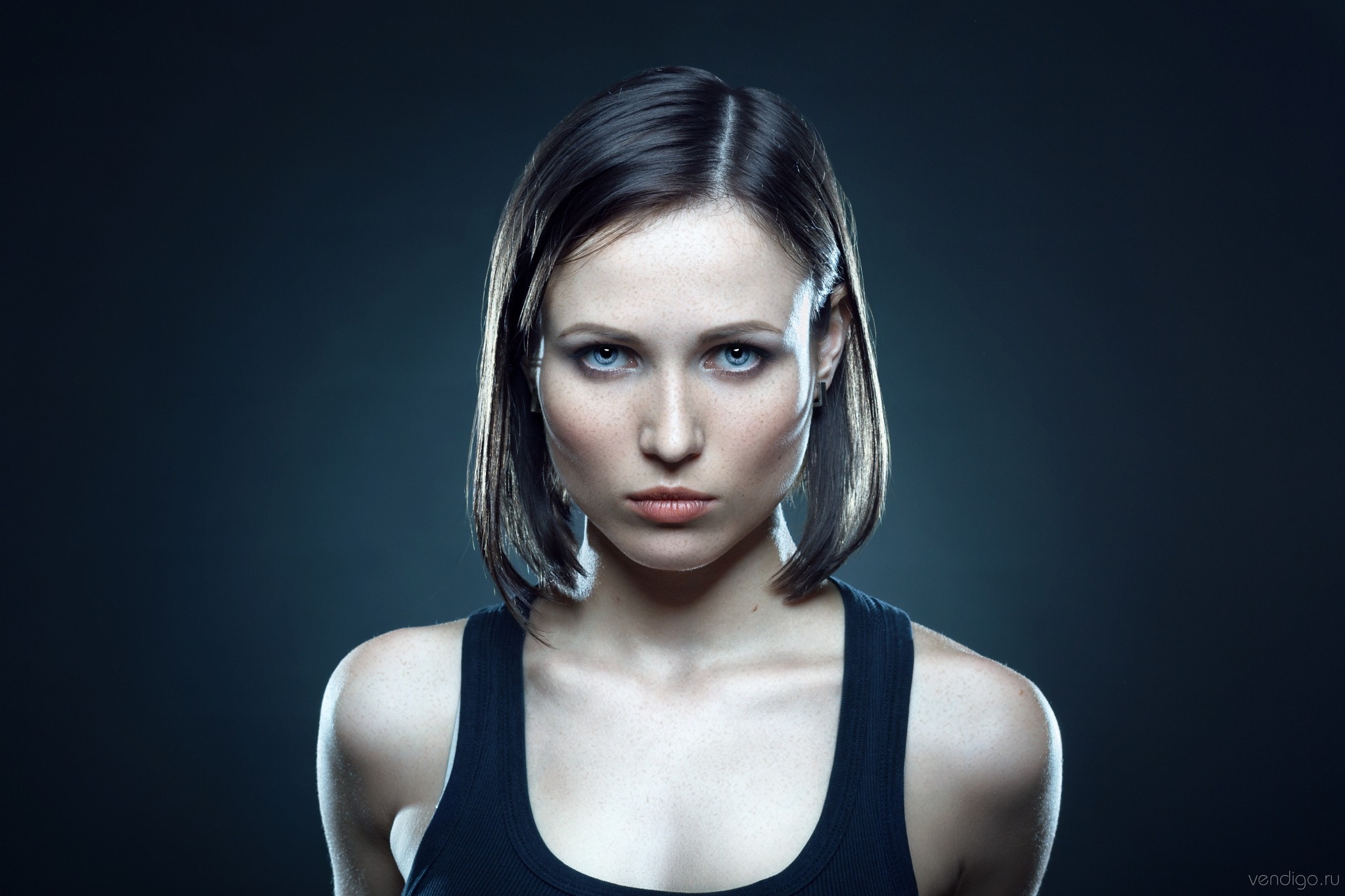Portrait of a brunette in a T-shirt