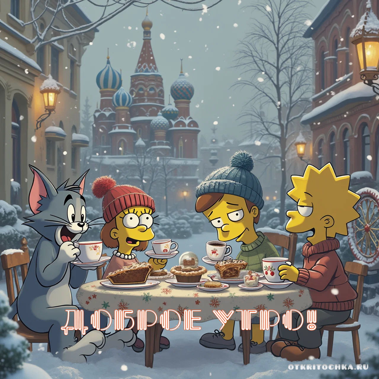 Бесплатная открытка Открытка мультяшная доброе утро с кофе