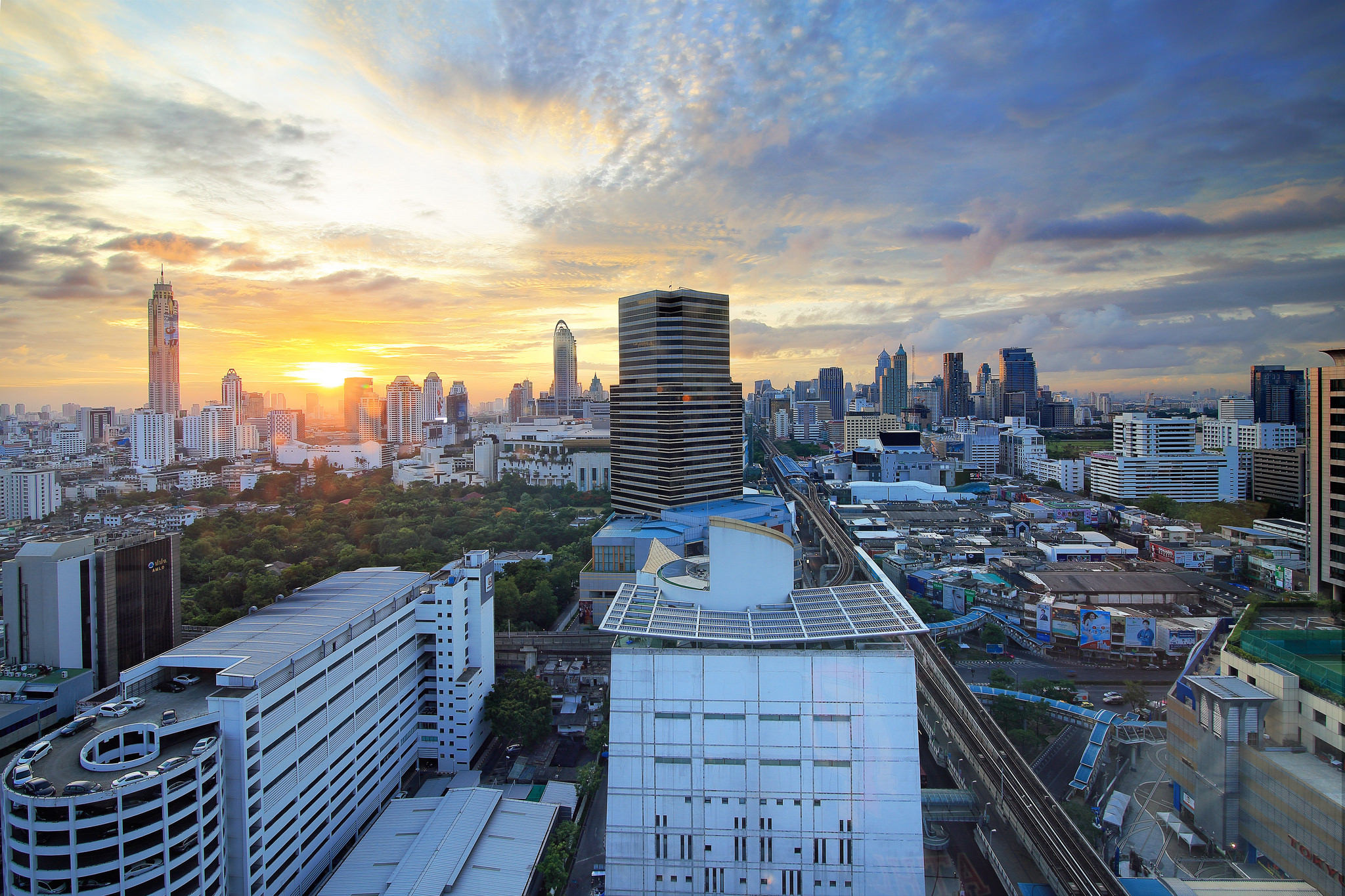 Wallpapers Bangkok cityscape evening on the desktop