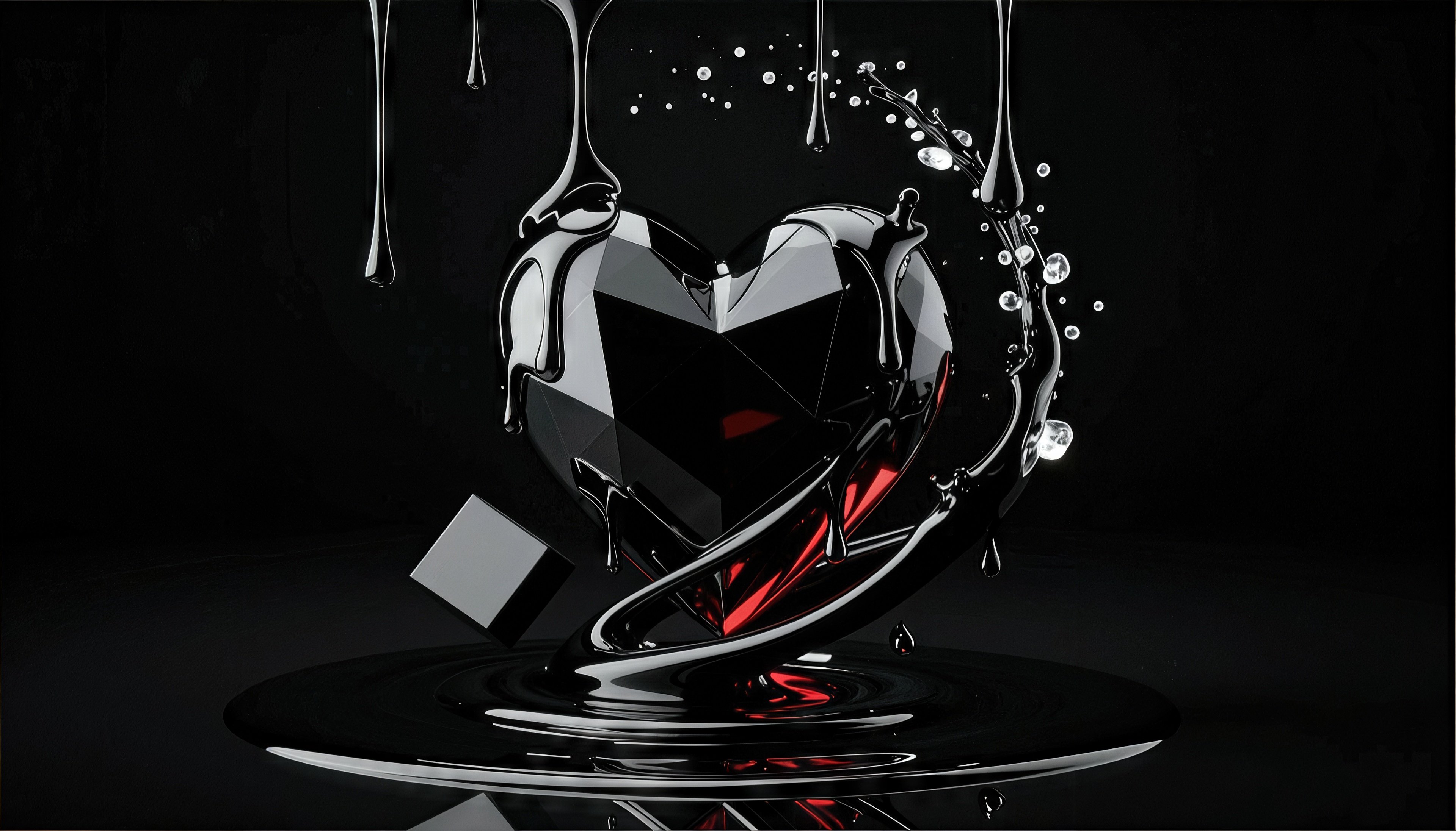 Wallpapers black heart crystal liquid on the desktop