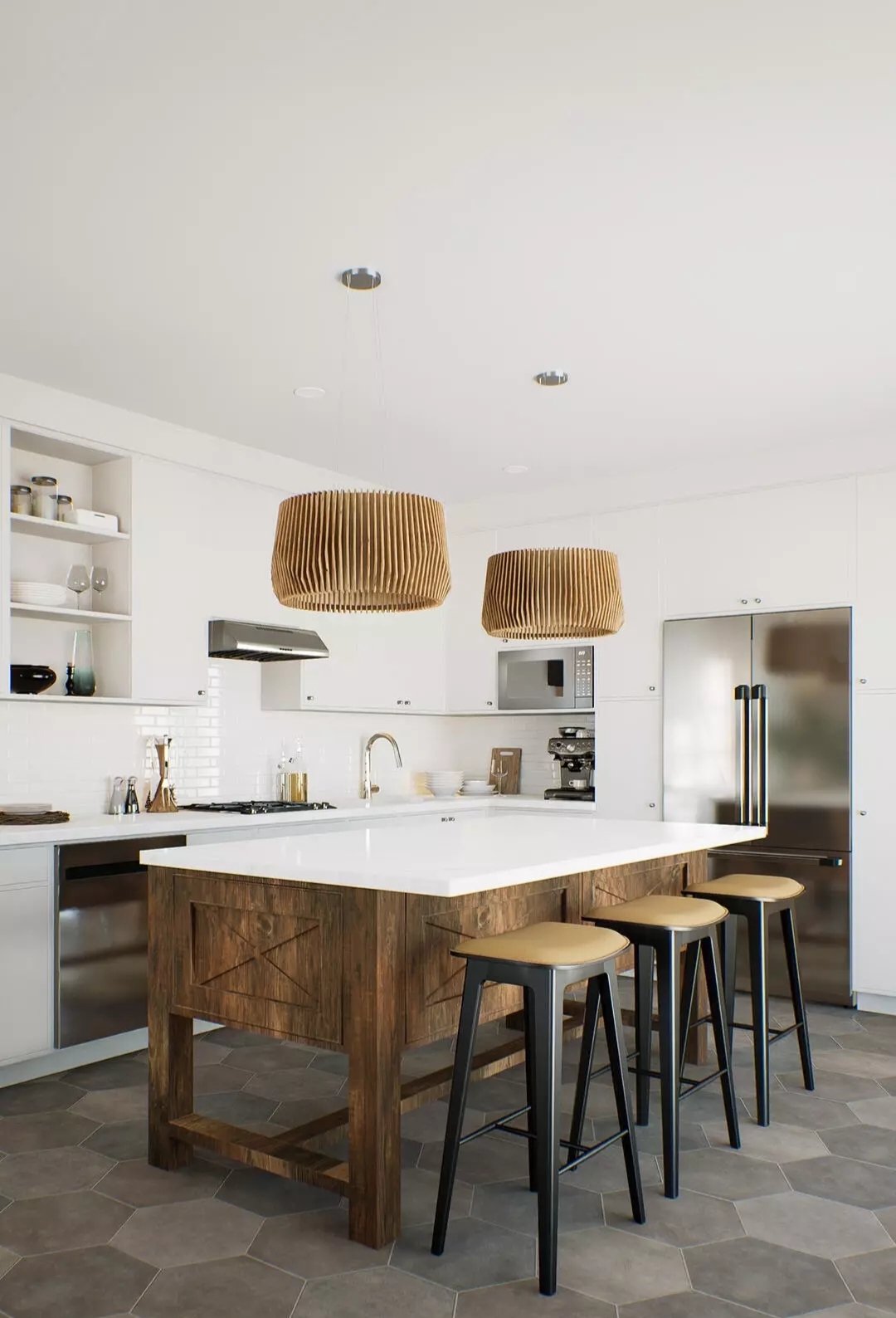 免费照片现代厨房与质朴的元素