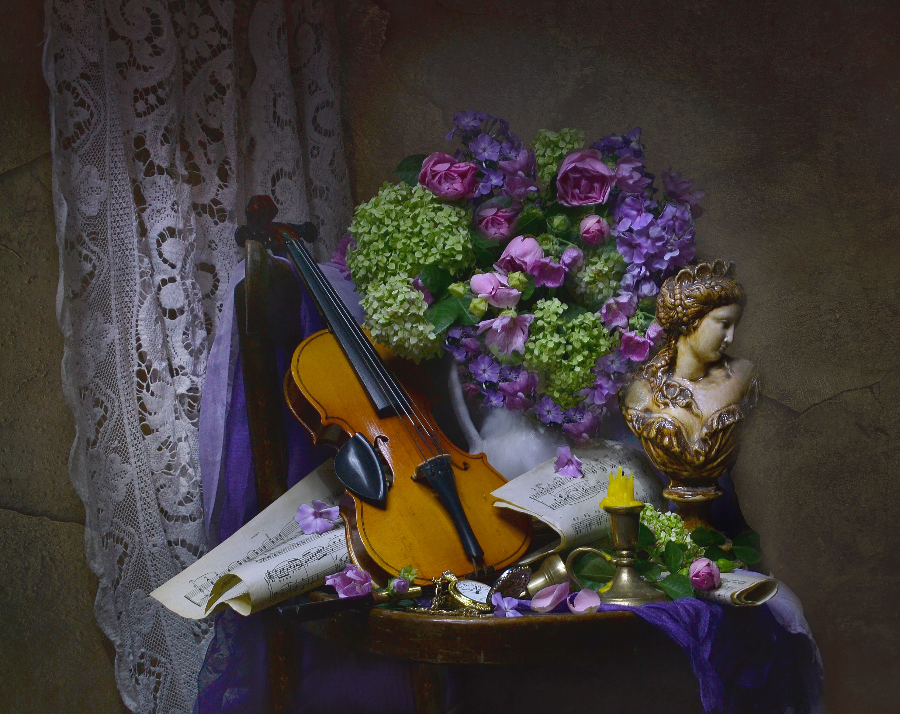 Wallpapers violin vase bouquet on the desktop
