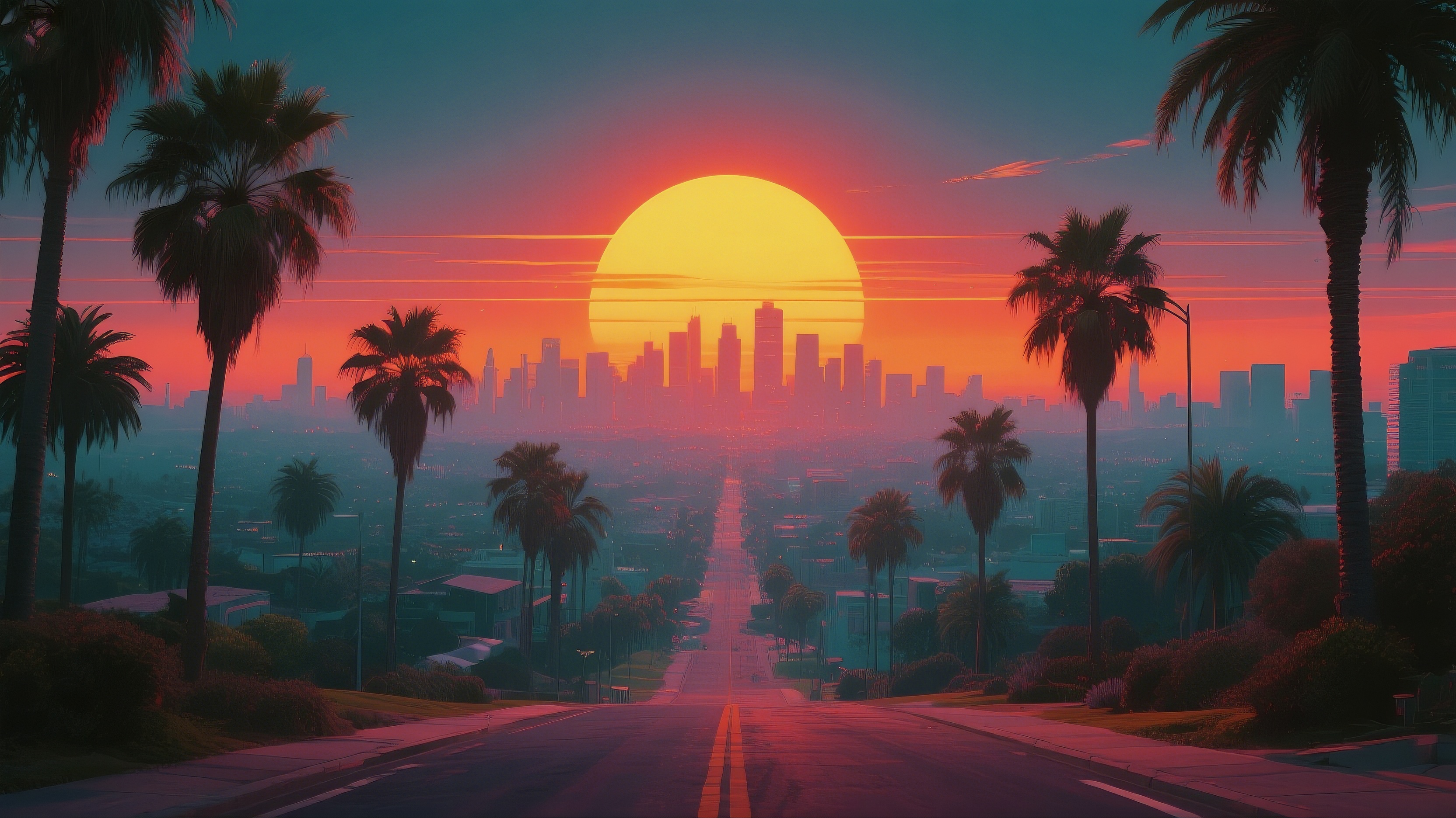 Бесплатное фото В сумерках в небе над городом видно солнце