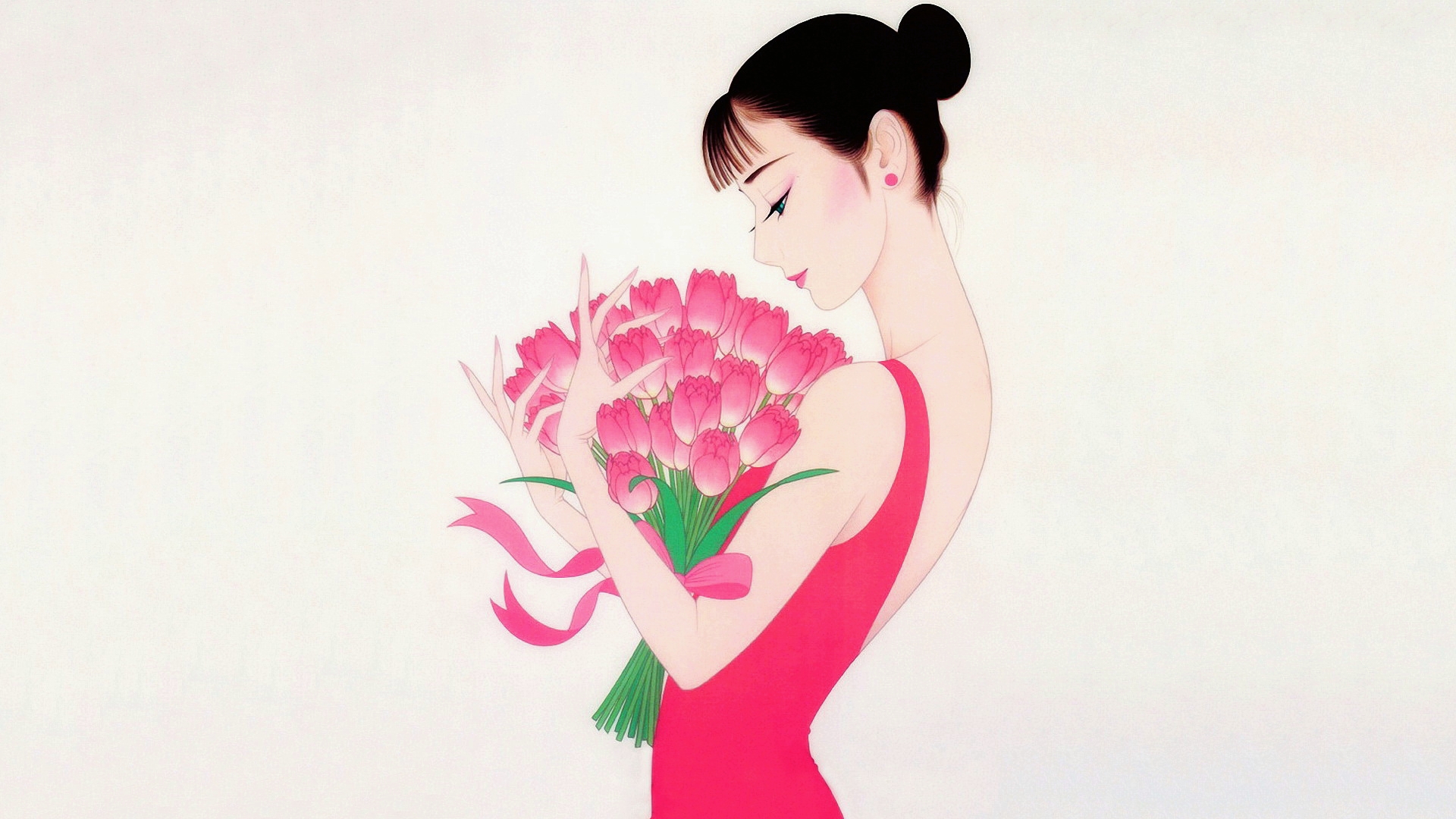 一个日本女人和一束花