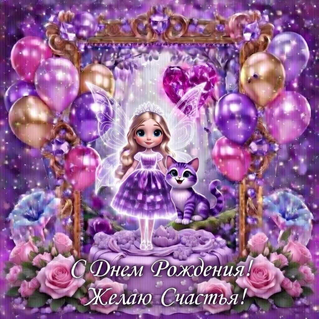 Бесплатная открытка С Днем Рождения! Желаю счастья!
